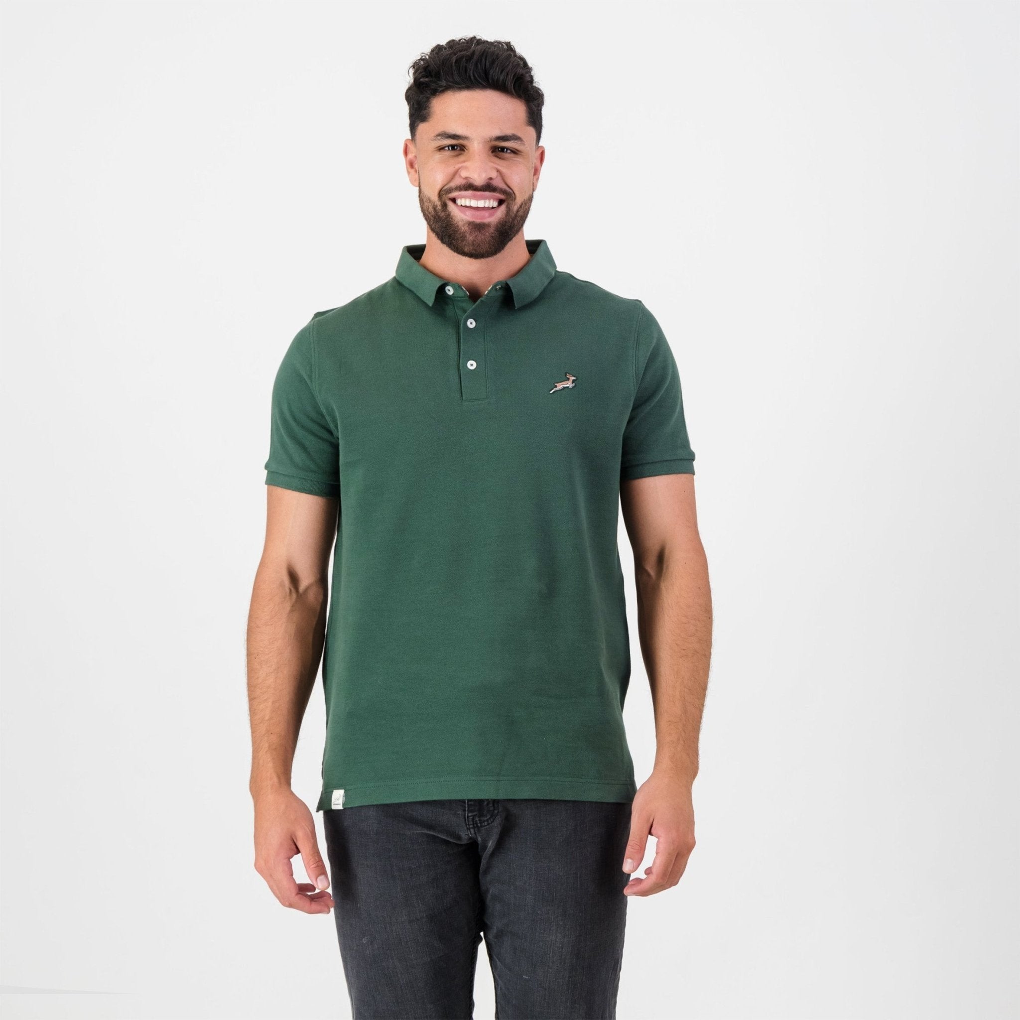 Springboks LC SML Badge SS Polo - OS Green - Old School