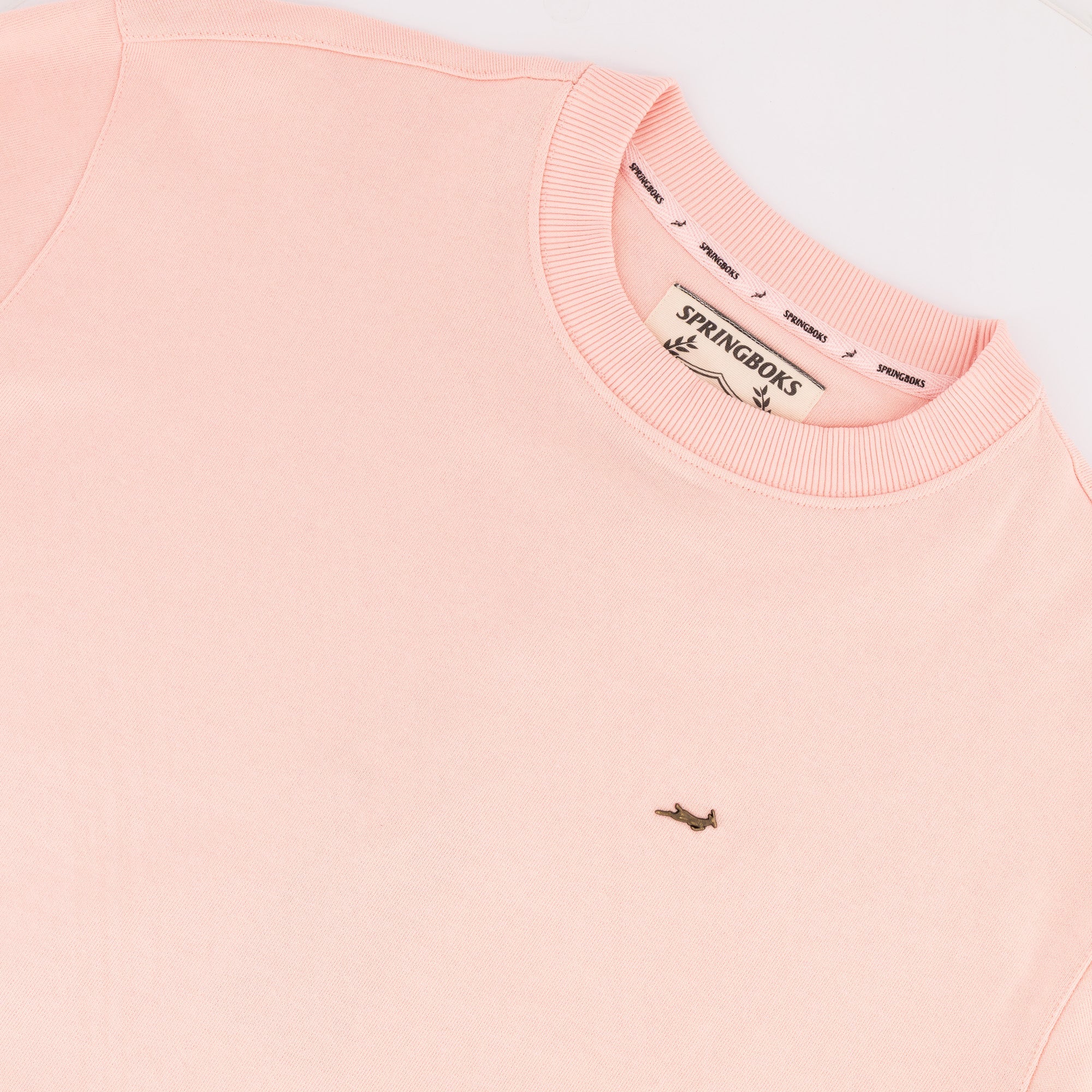 Springboks Metal Rivet Crew Sweat - Rose Quartz - Old School