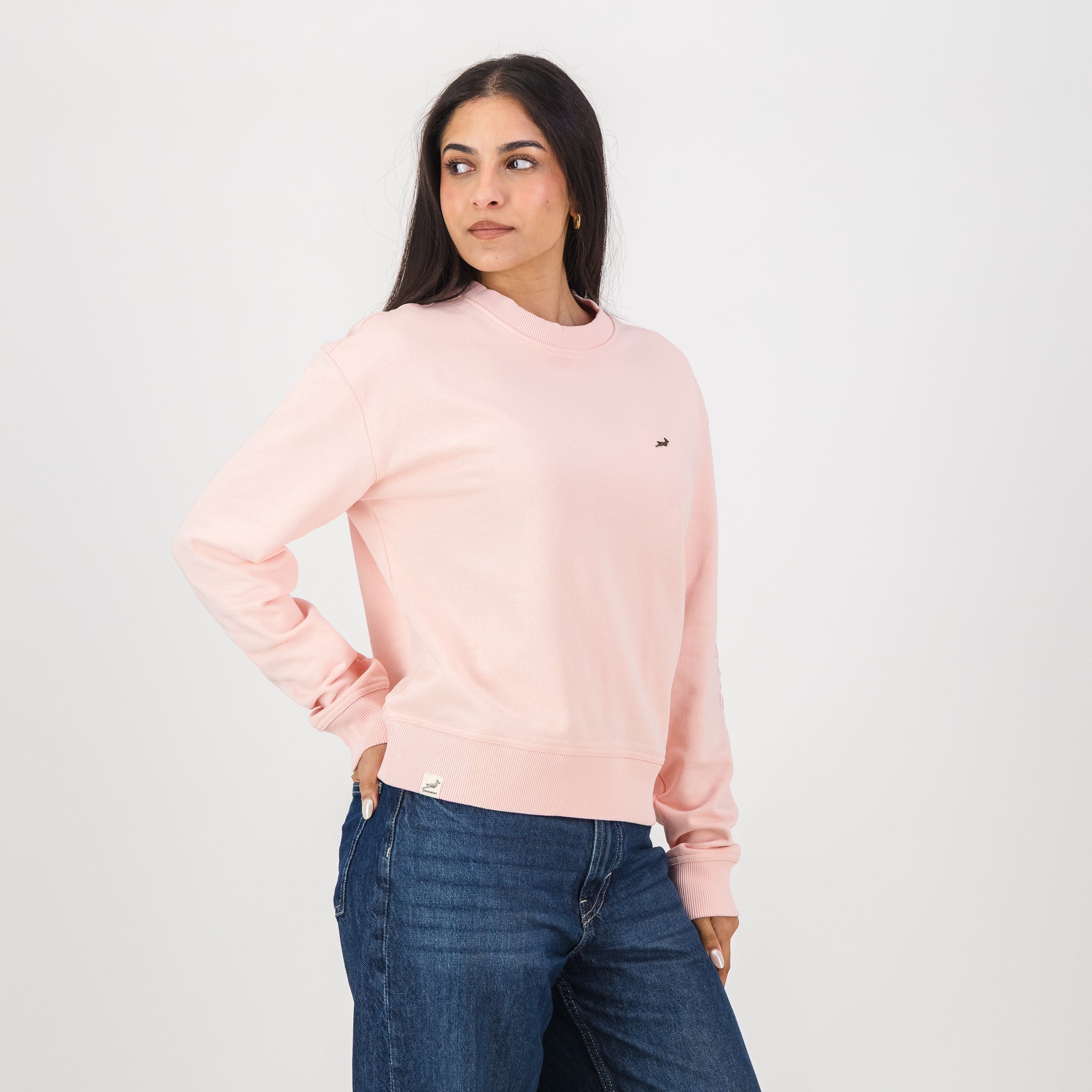 Springboks Metal Rivet Crew Sweat - Rose Quartz - Old School