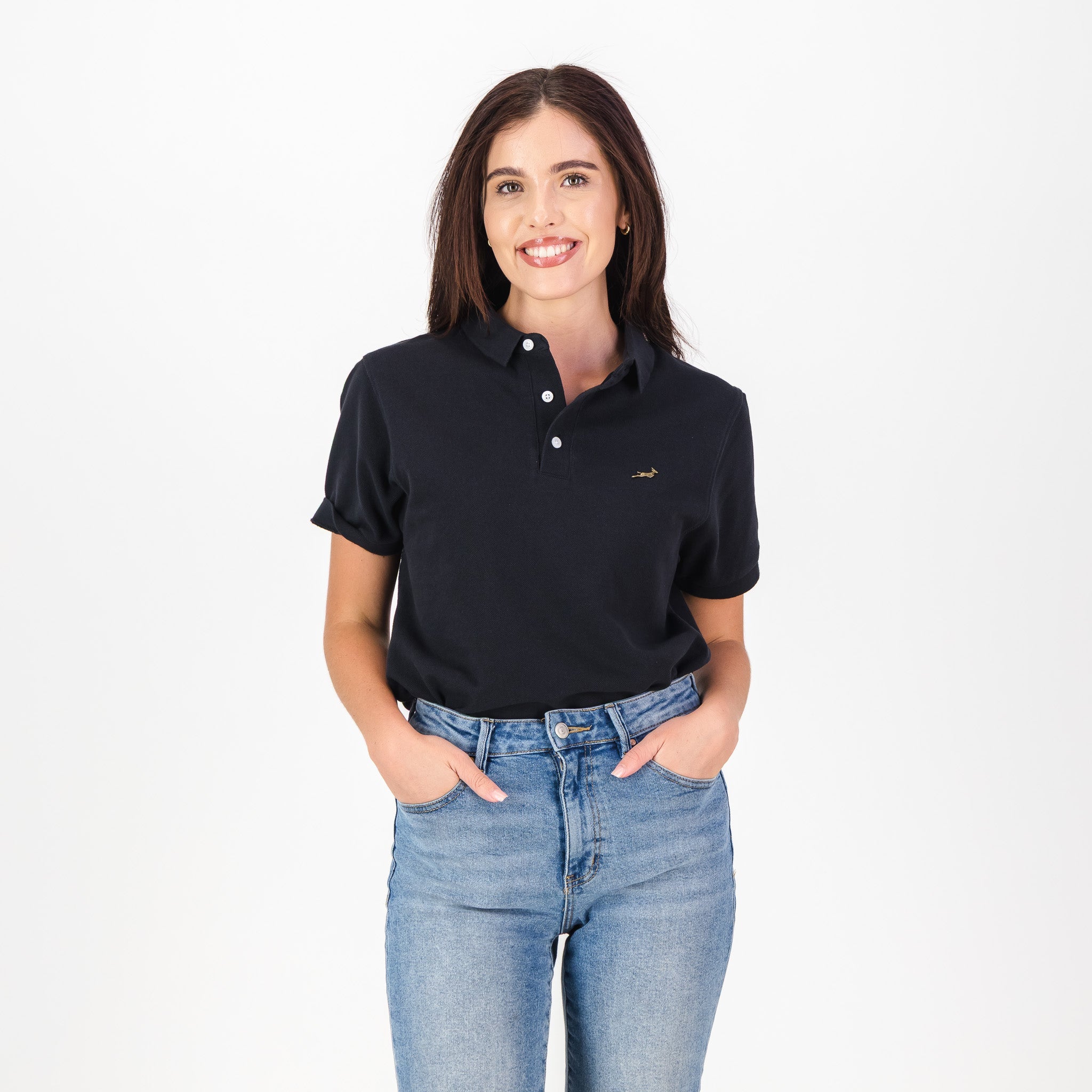 Springboks Metal Rivet SS Polo - Black - Old School