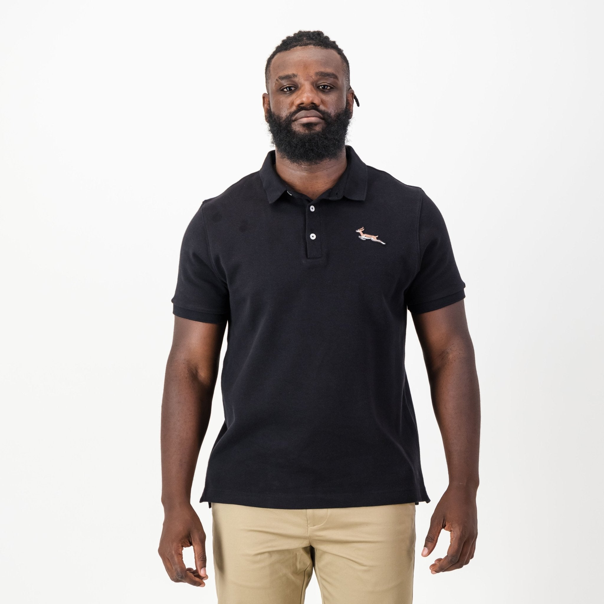 Springboks Nat Badge SS Polo - Black - Old School