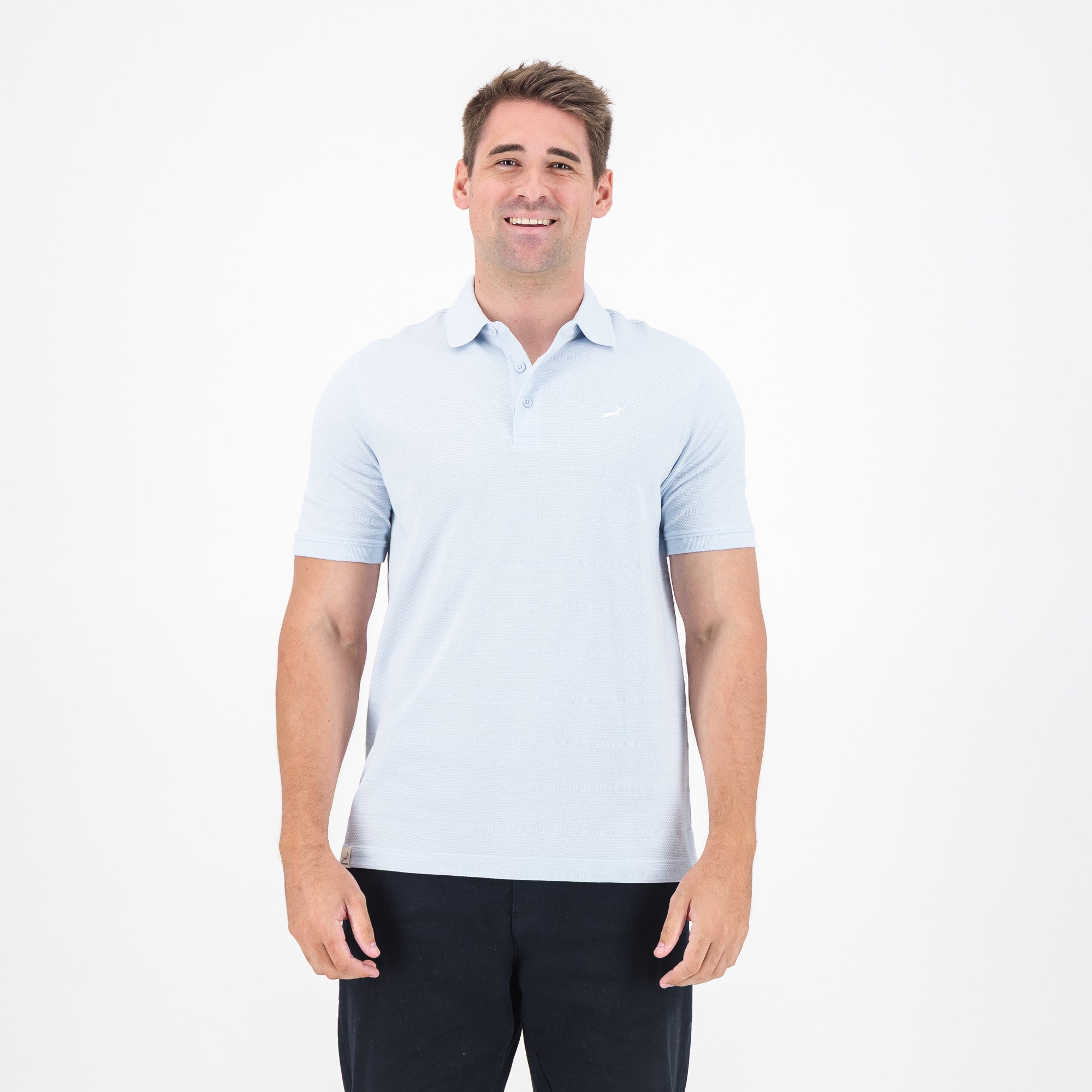 Springboks Popcorn Short Sleeve Golf Polo - Blue - Old School