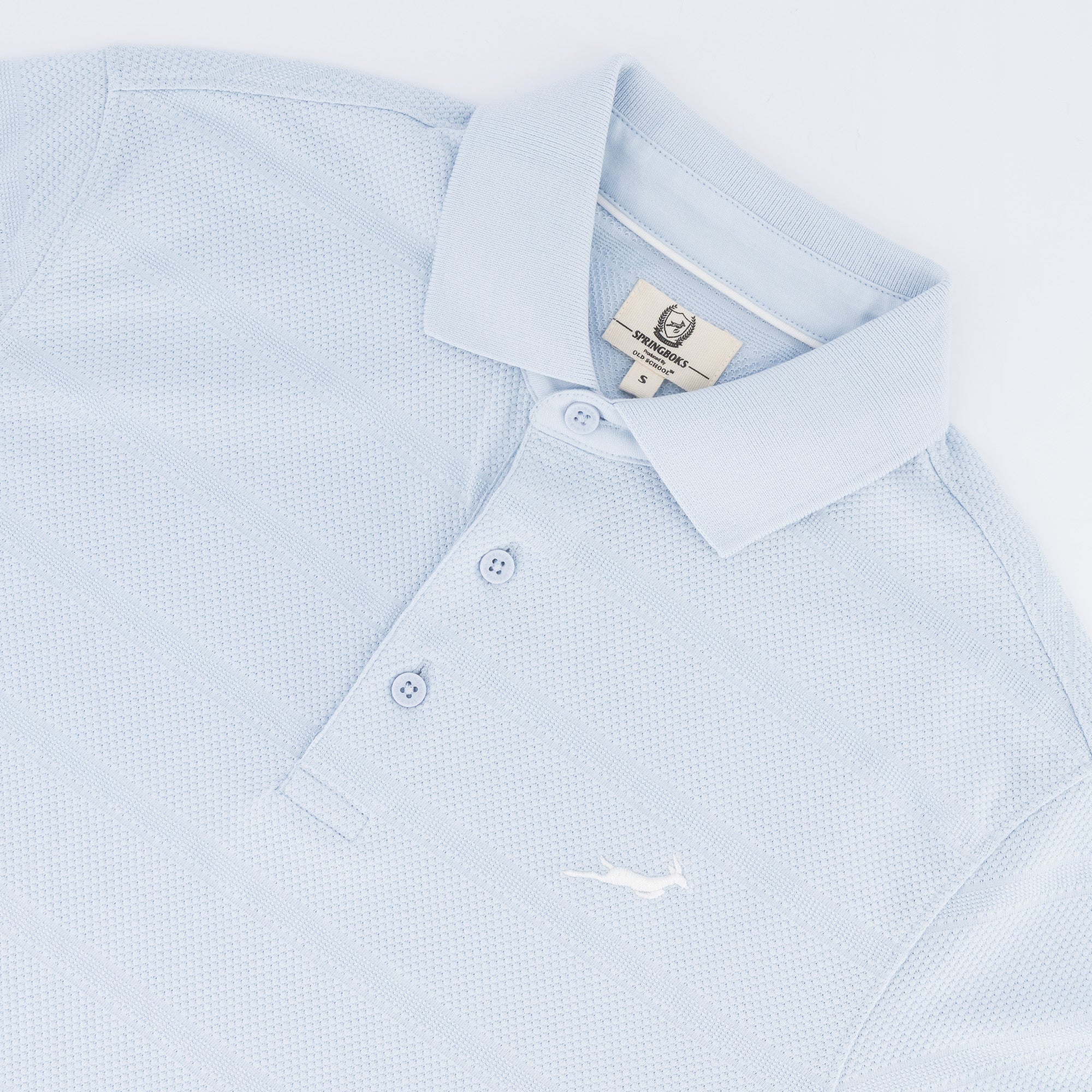 Springboks Popcorn Short Sleeve Golf Polo - Blue - Old School