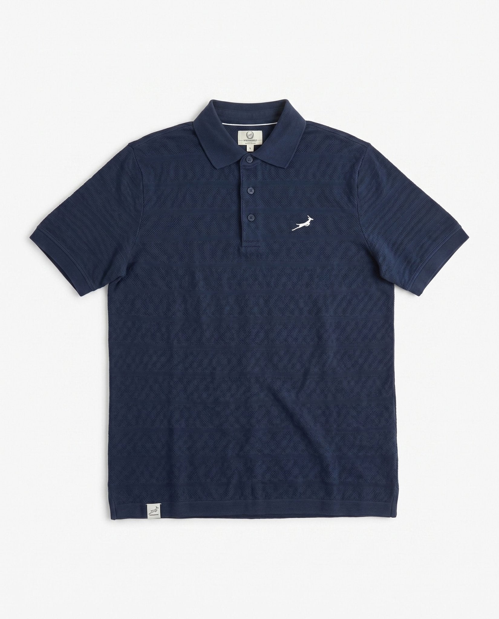 Springboks Popcorn Short Sleeve Golf Polo - Navy - Old School