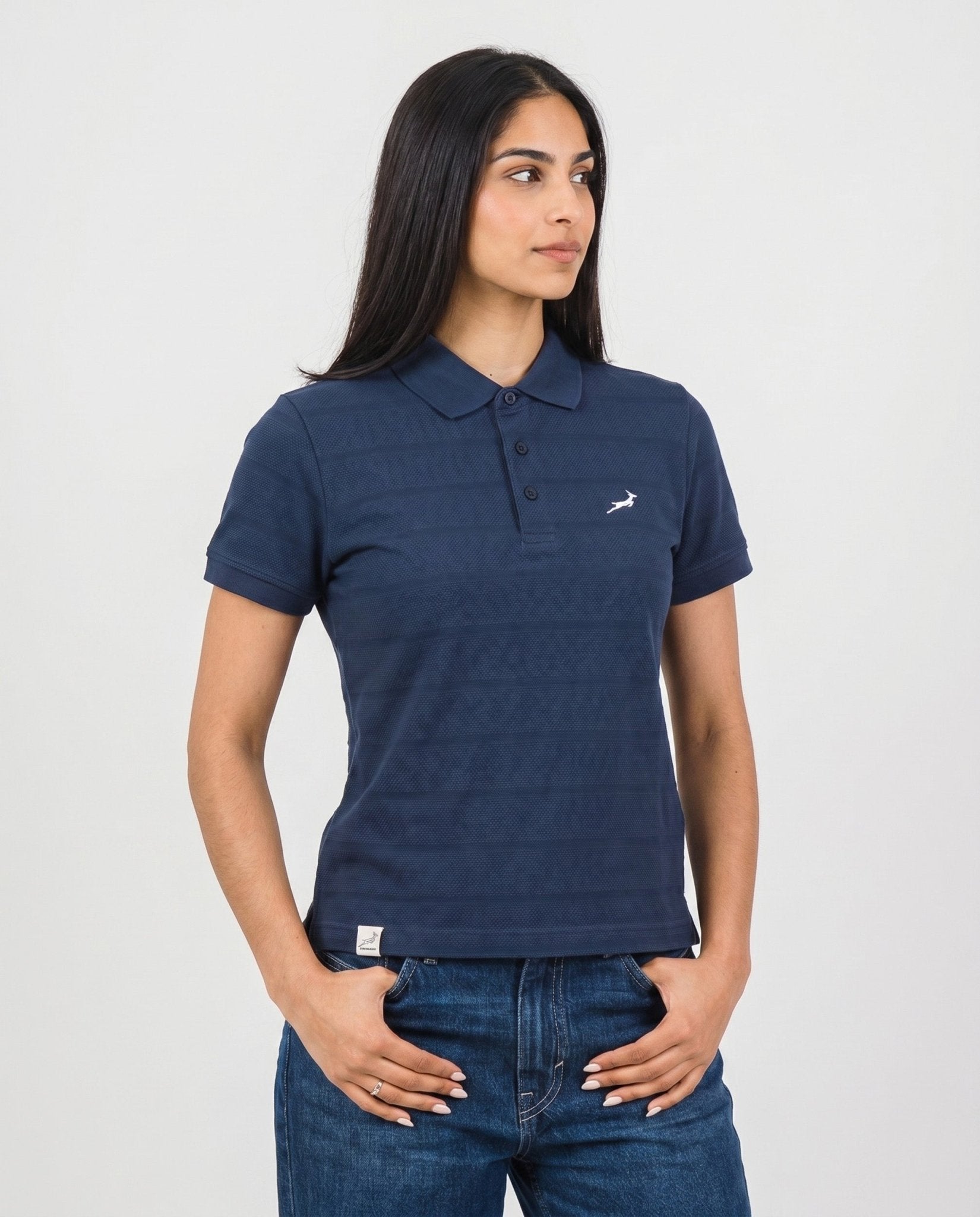 Springboks Popcorn Short Sleeve Golf Polo - Navy - Old School