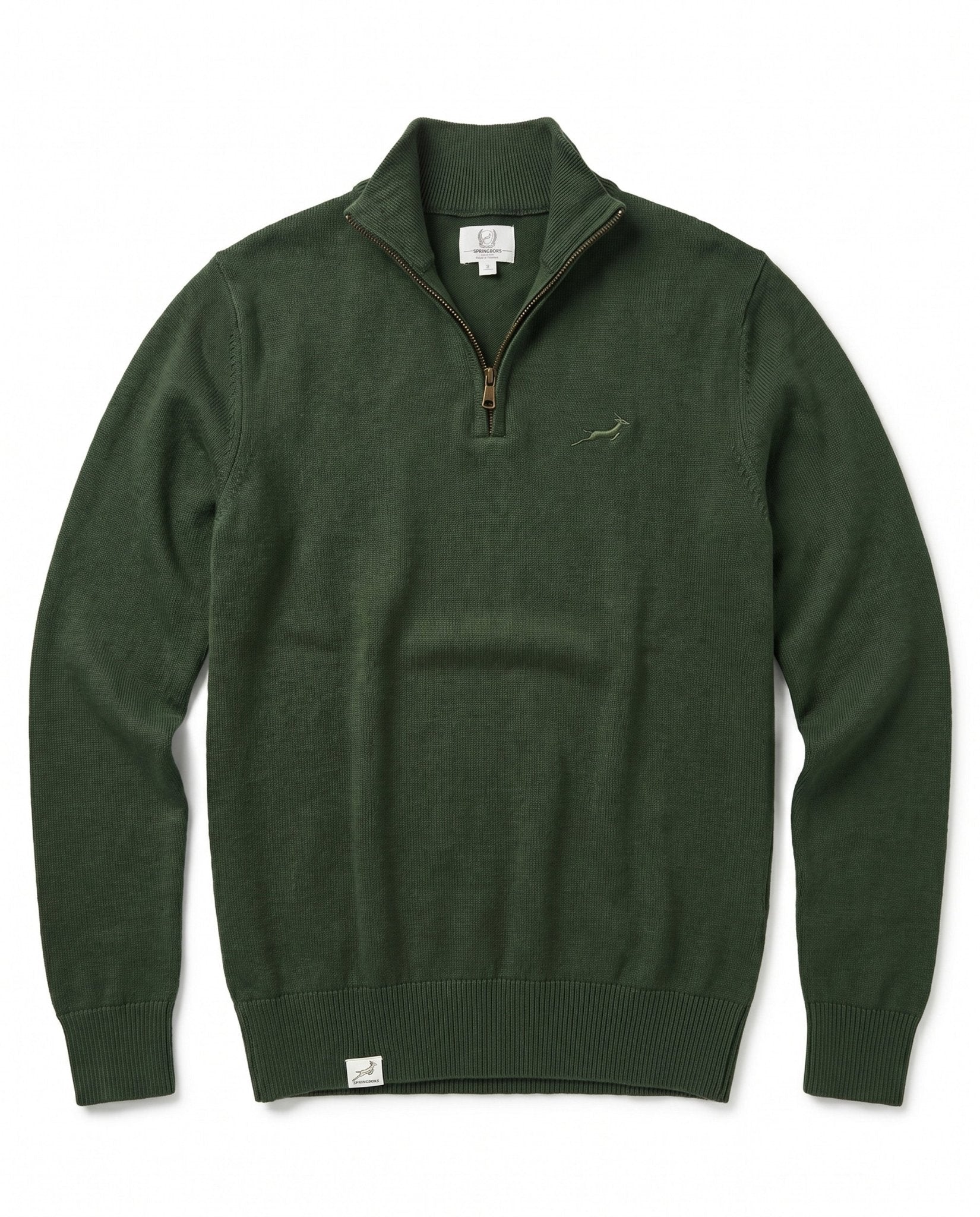 Springboks Quarter Zip Knit Knitwear Rifle Green - Old School