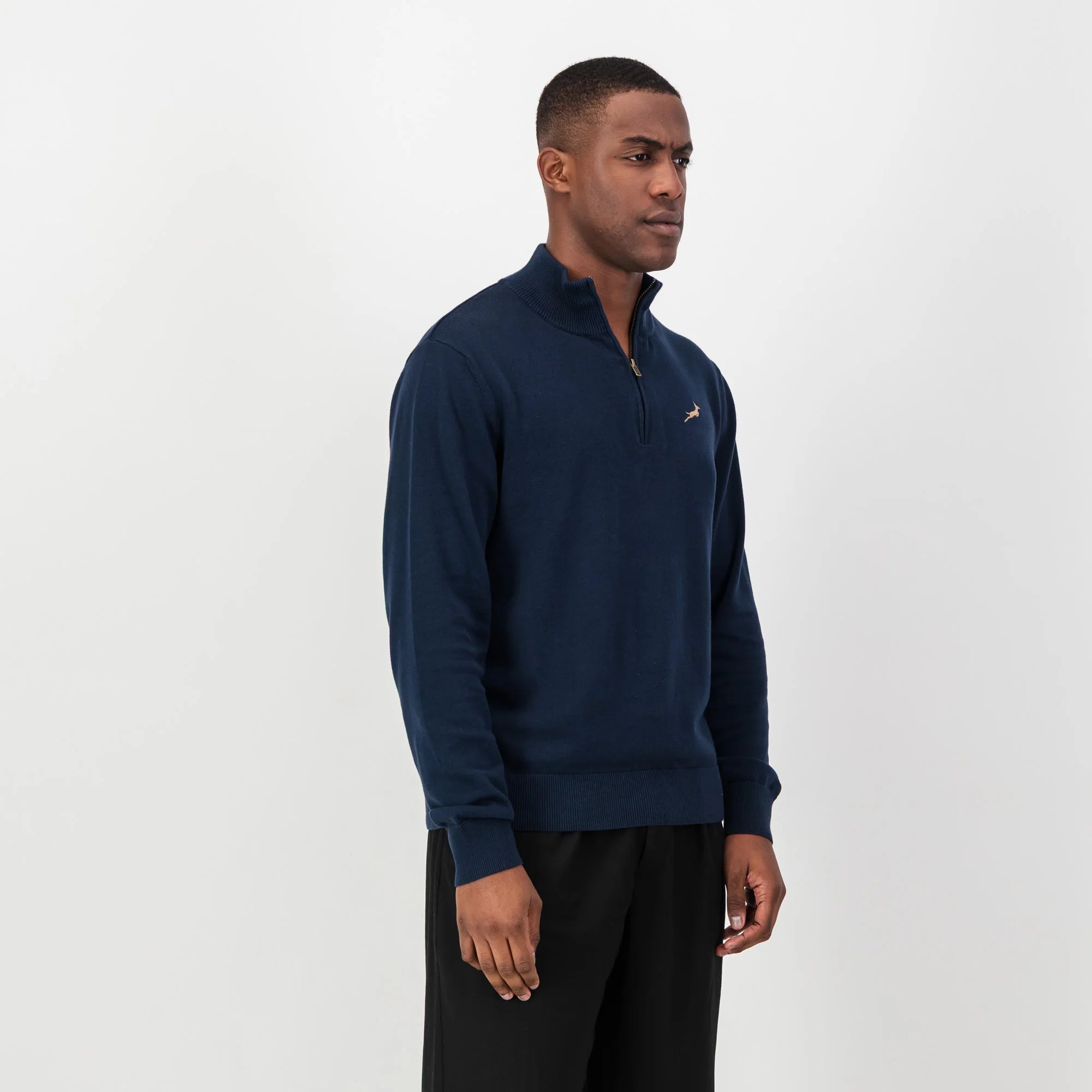 Springboks Quarter Zip Knit - Navy - Old School