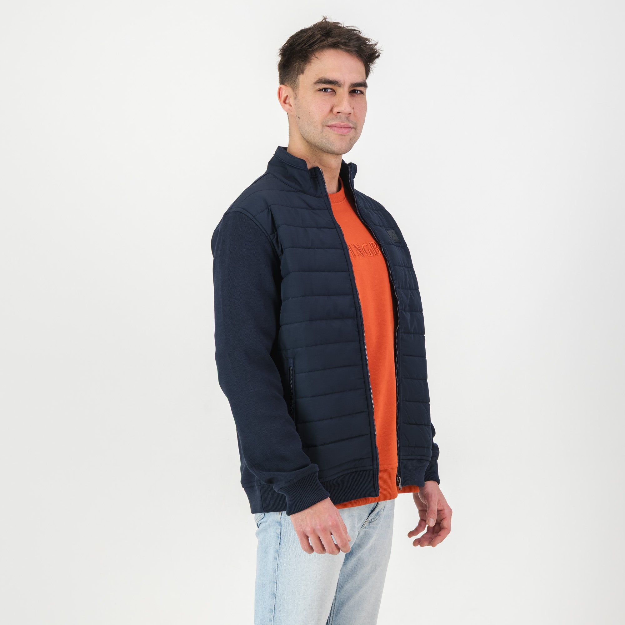 Springboks Quilted Knit Shell Jacket - Navy - Old School
