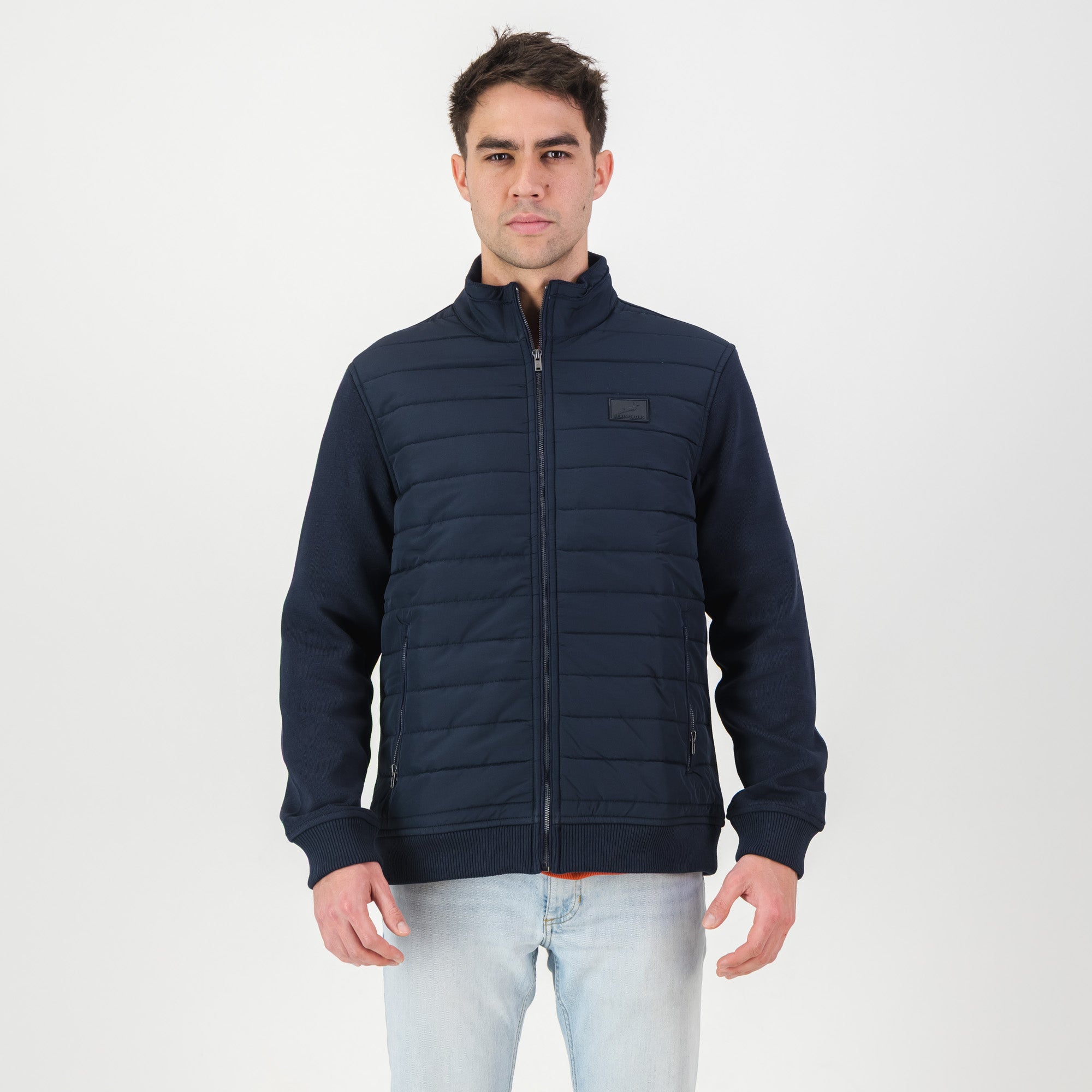 Springboks Quilted Knit Shell Jacket - Navy - Old School