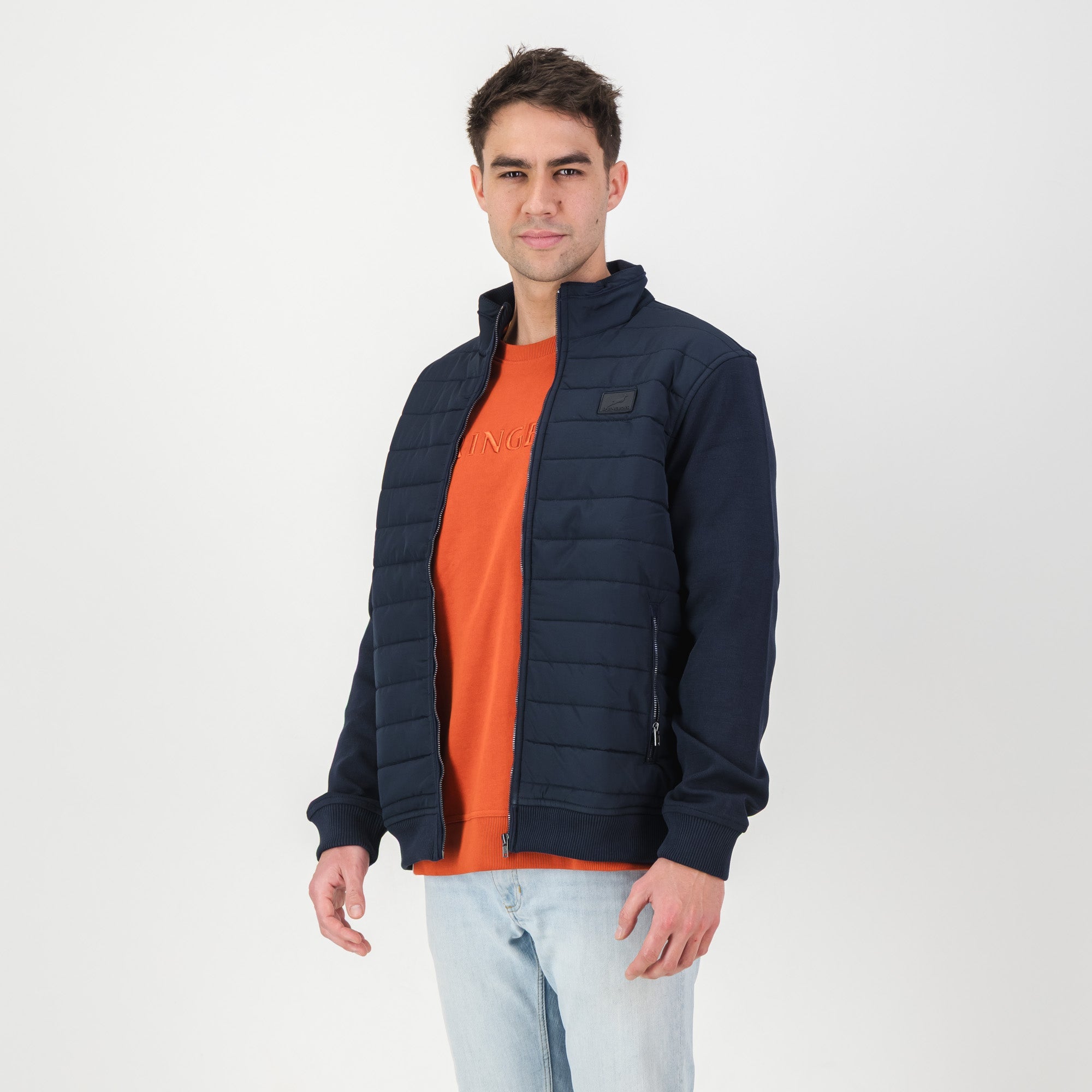 Springboks Quilted Knit Shell Jacket - Navy - Old School