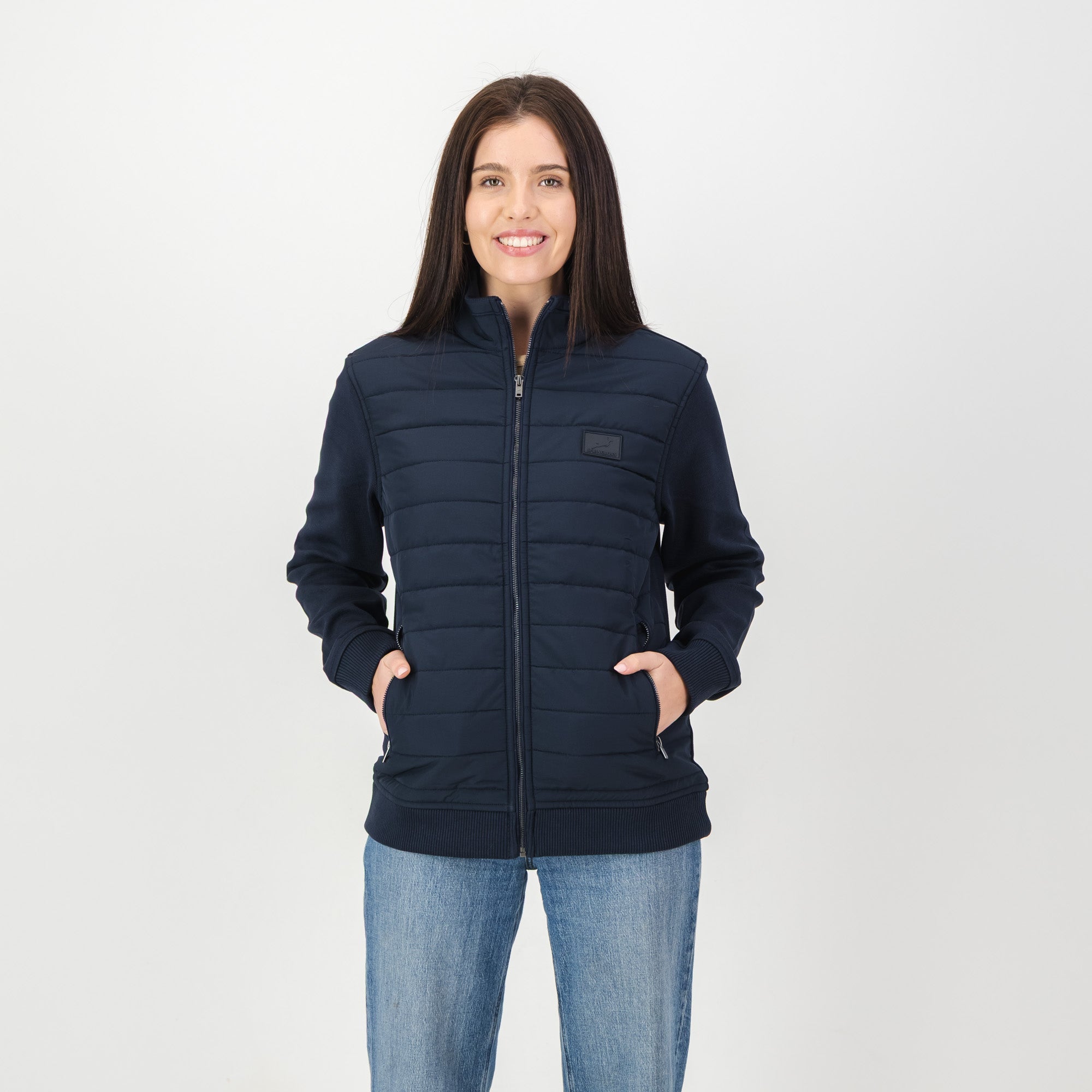 Springboks Quilted Knit Shell Jacket - Navy - Old School