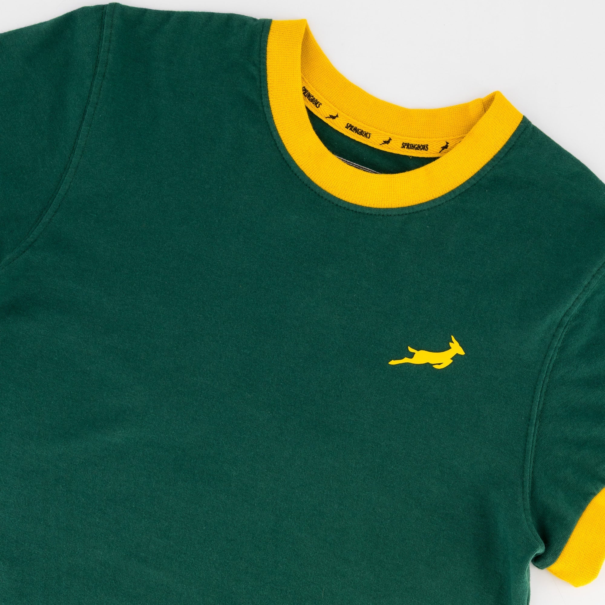 Springboks Ringer Crop Crew Tee - OS Green - Old School