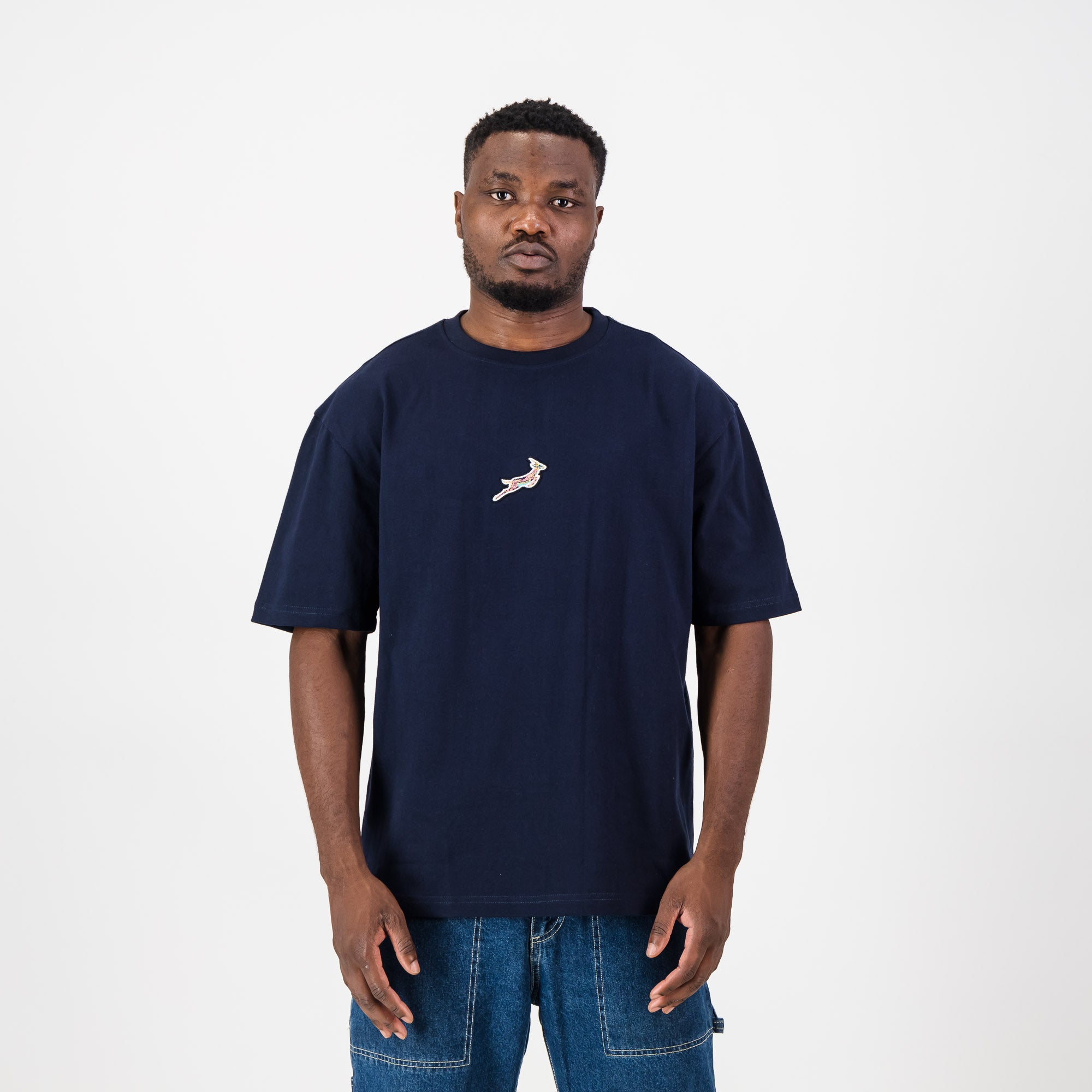 Springboks Small Logo Boxy Tee V2 - Navy - Old School