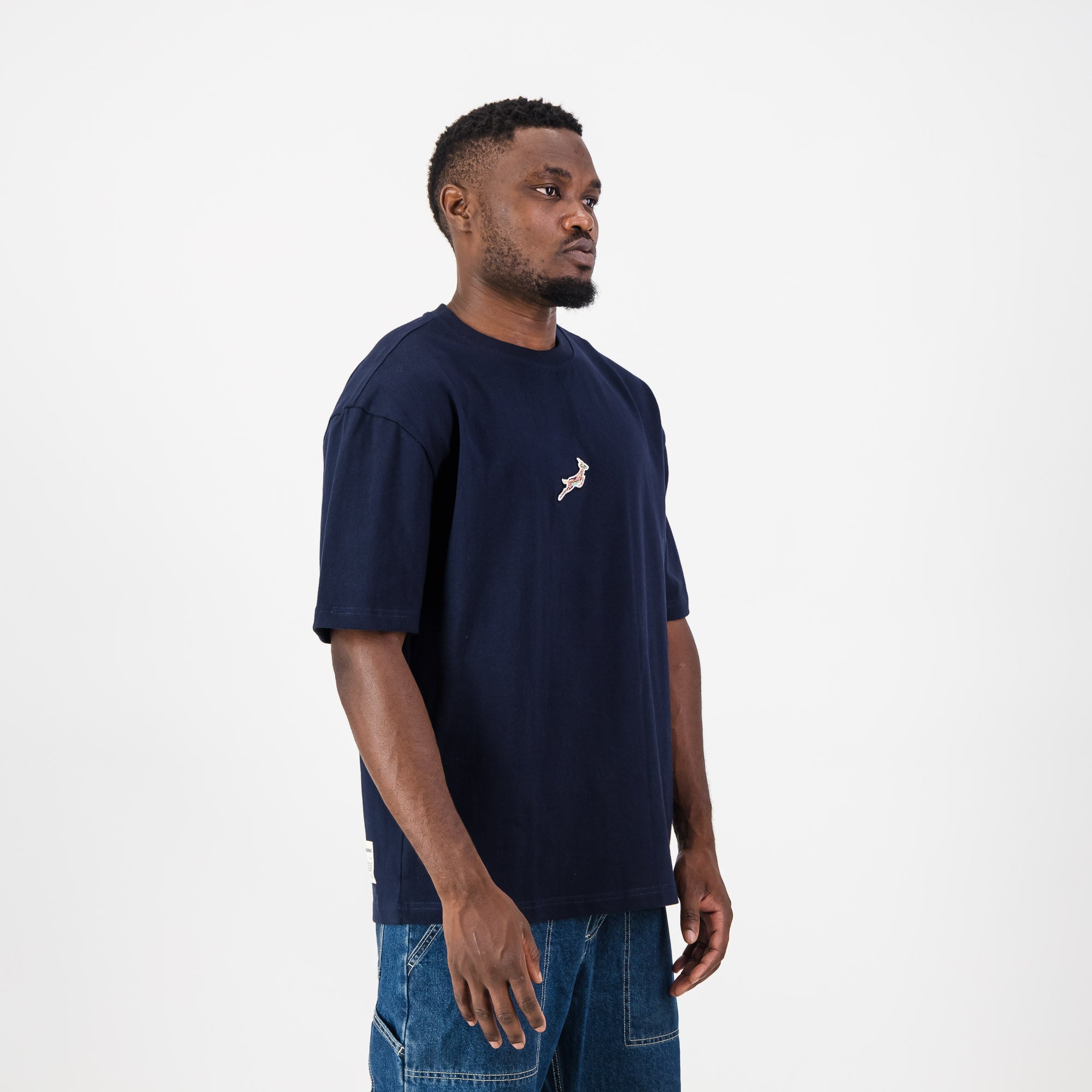 Springboks Small Logo Boxy Tee V2 - Navy - Old School
