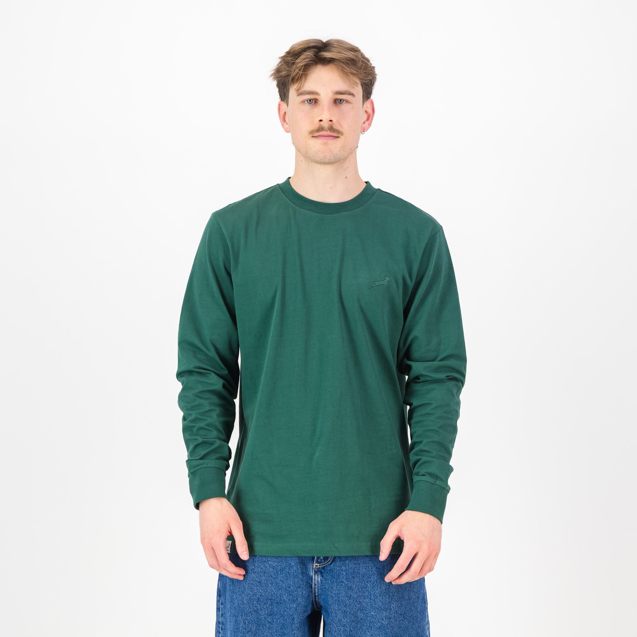 Springboks SML EMB LS Crew Tee - OS Green - Old School
