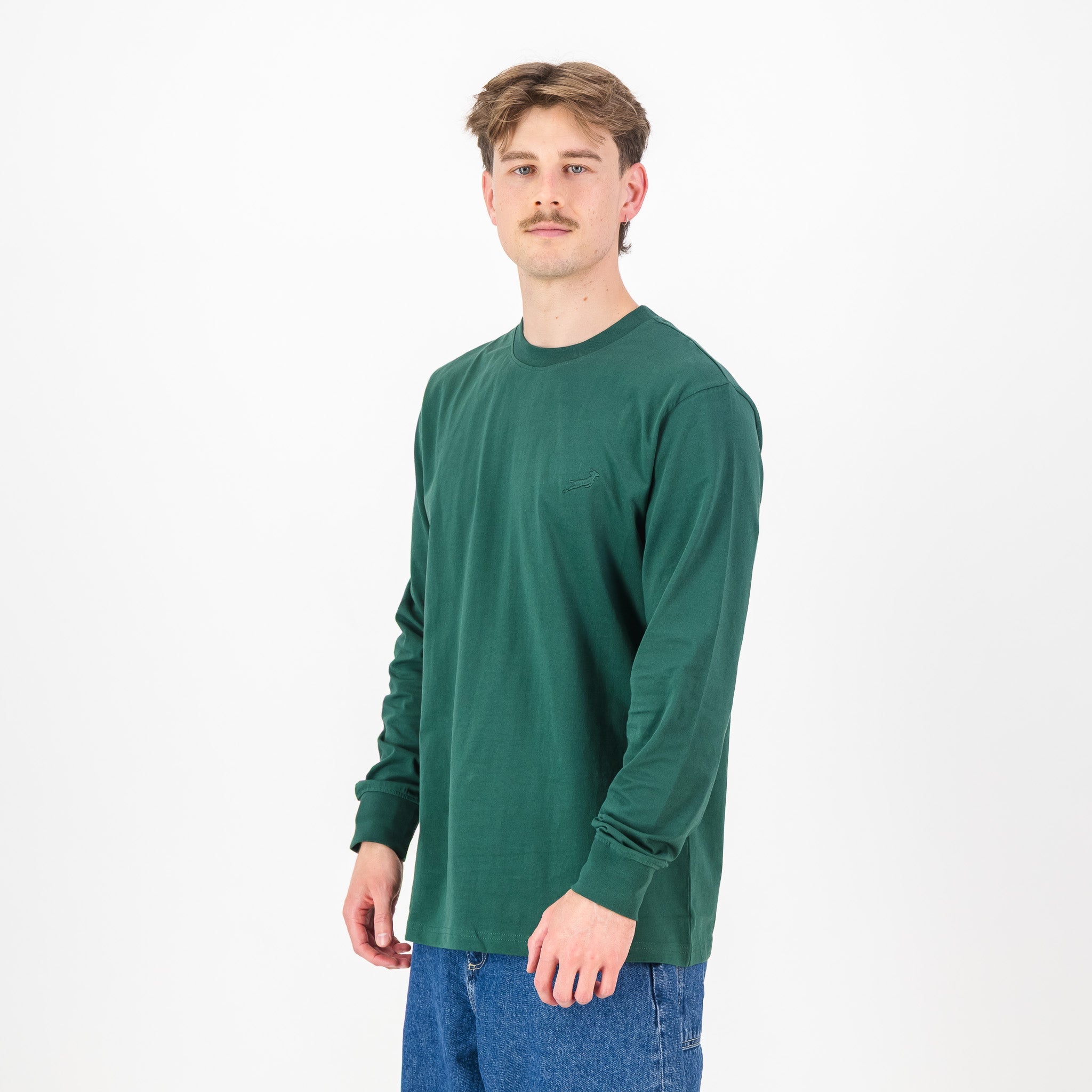 Springboks SML EMB LS Crew Tee - OS Green - Old School