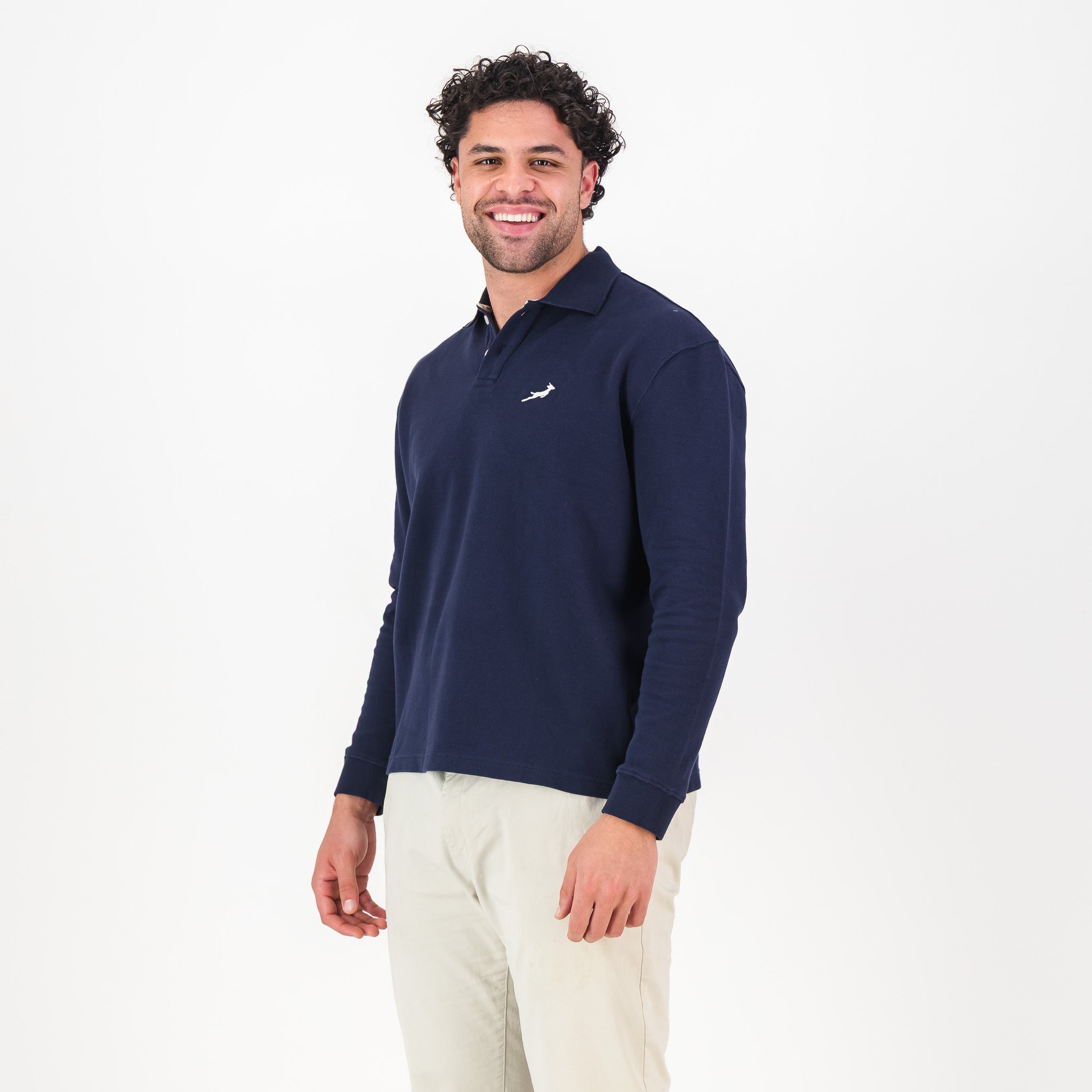 Springboks SML EMB LS Polo - Navy - Old School