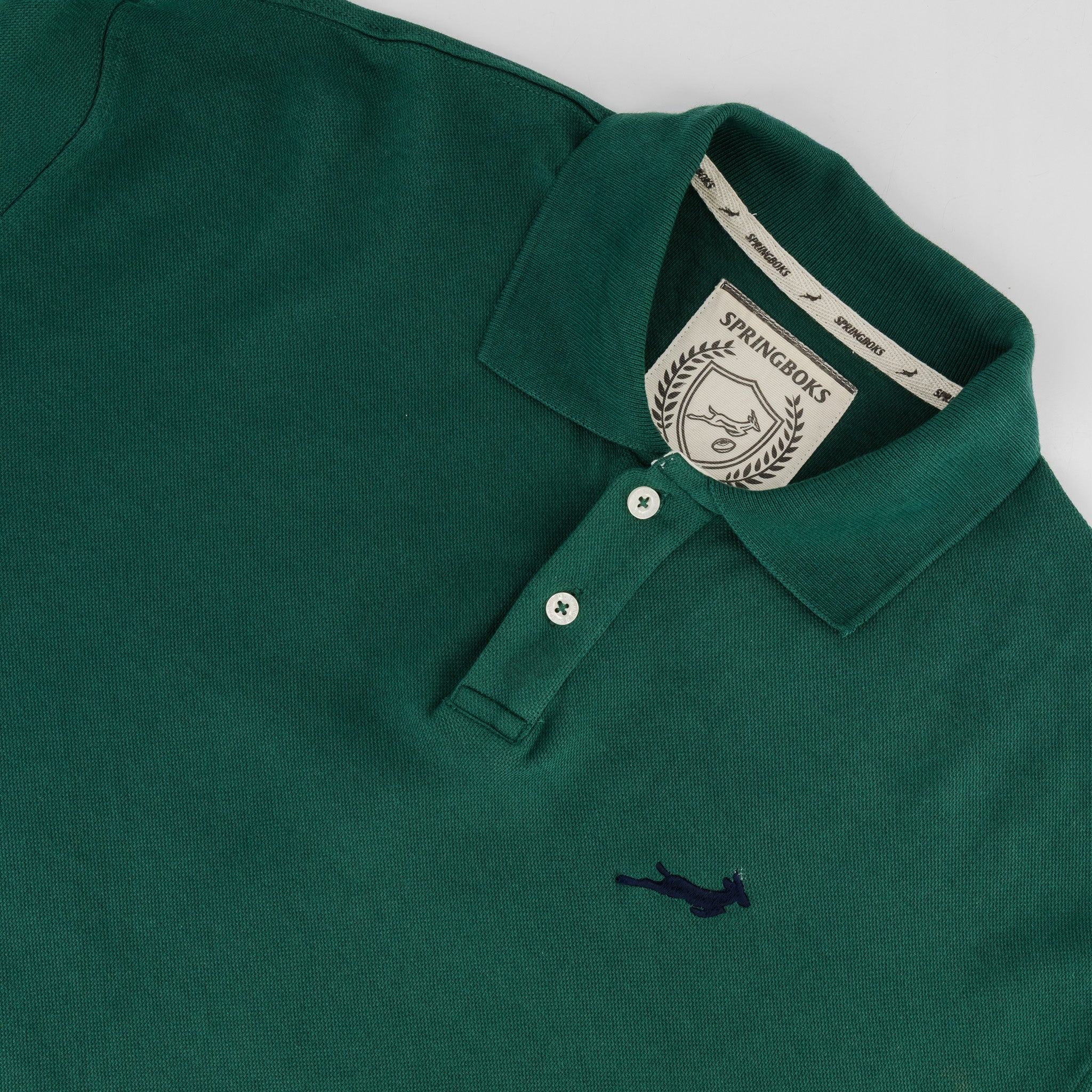 Springboks SML EMB LS Polo - OS Green - Old School