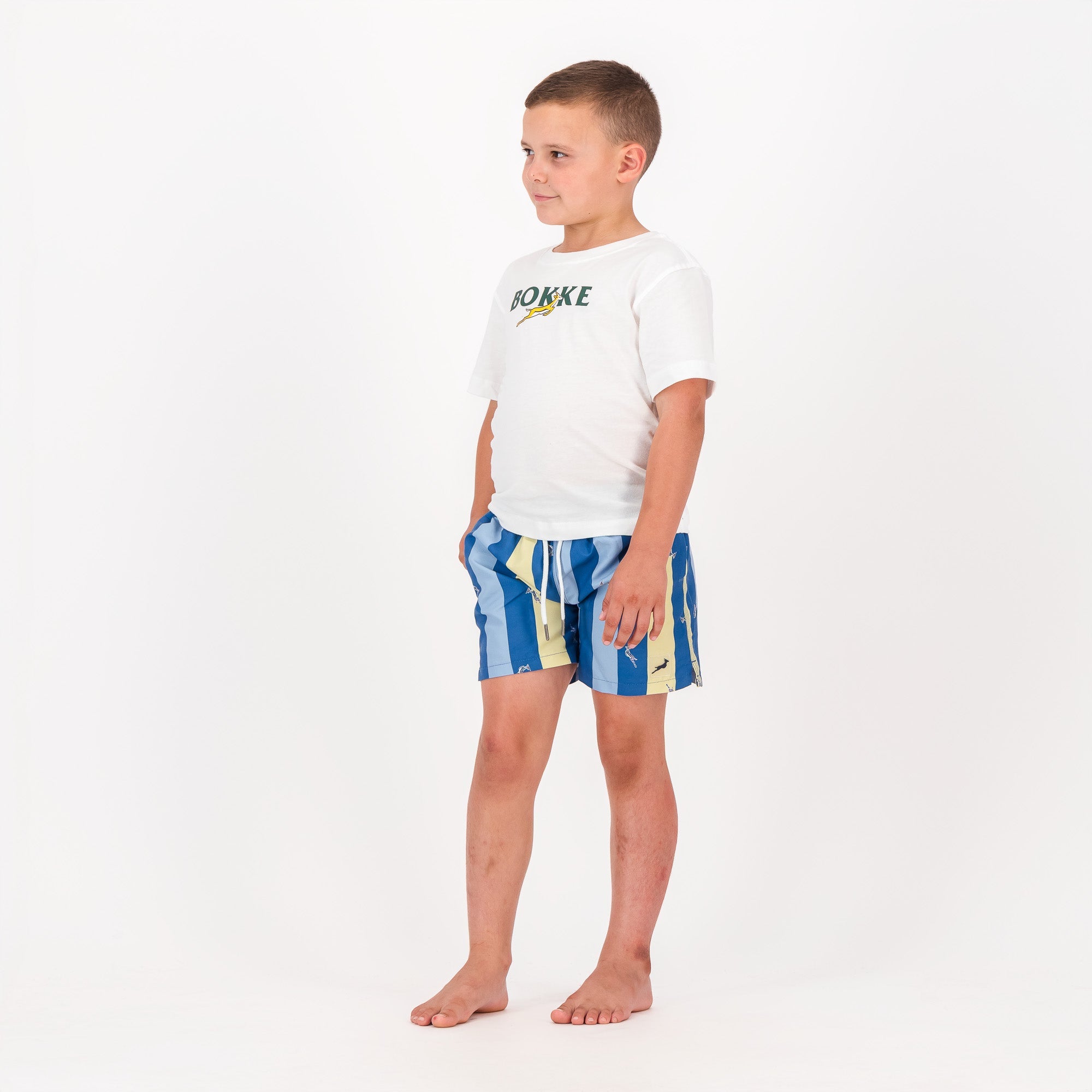 Springboks Stripe Print Kids Swim Shorts - Skyway - Old School