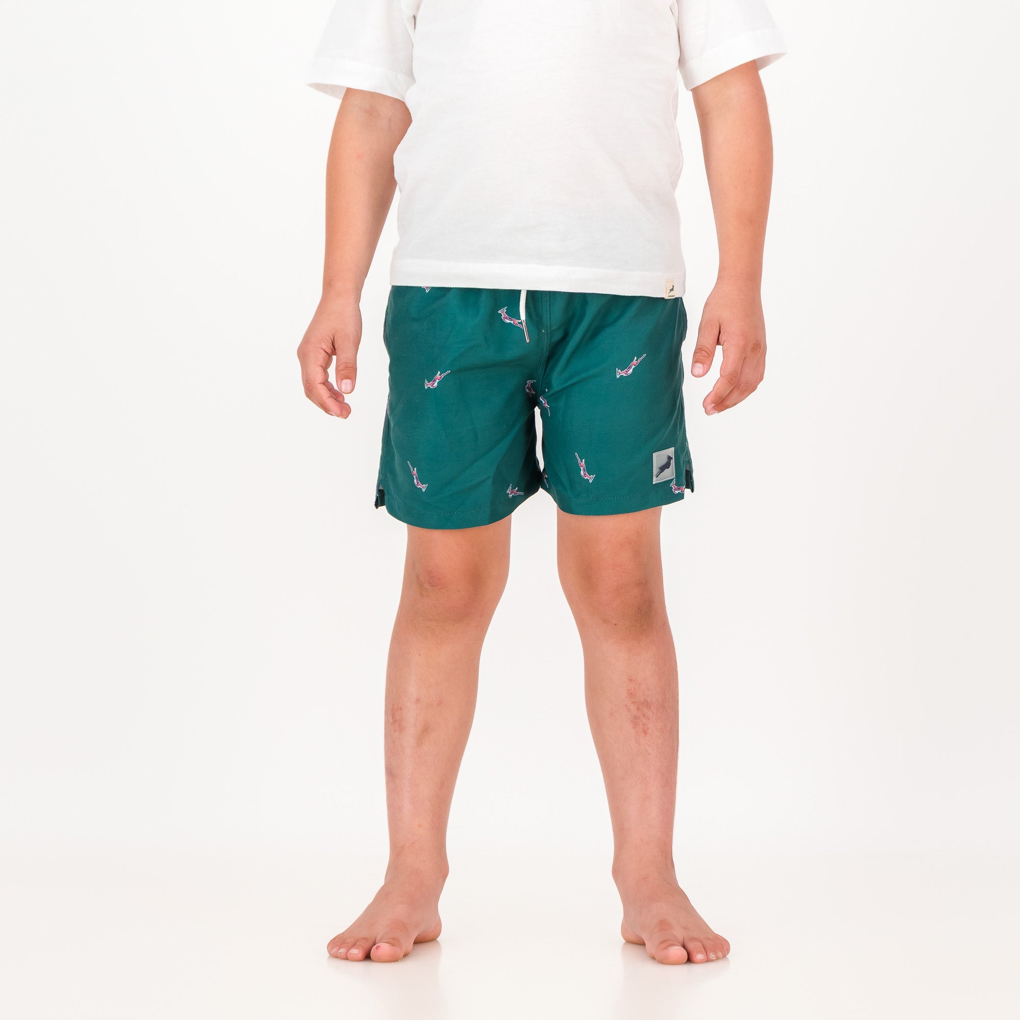 Springboks Summer Pop Print Kids Swim Shorts - Teal - Old School
