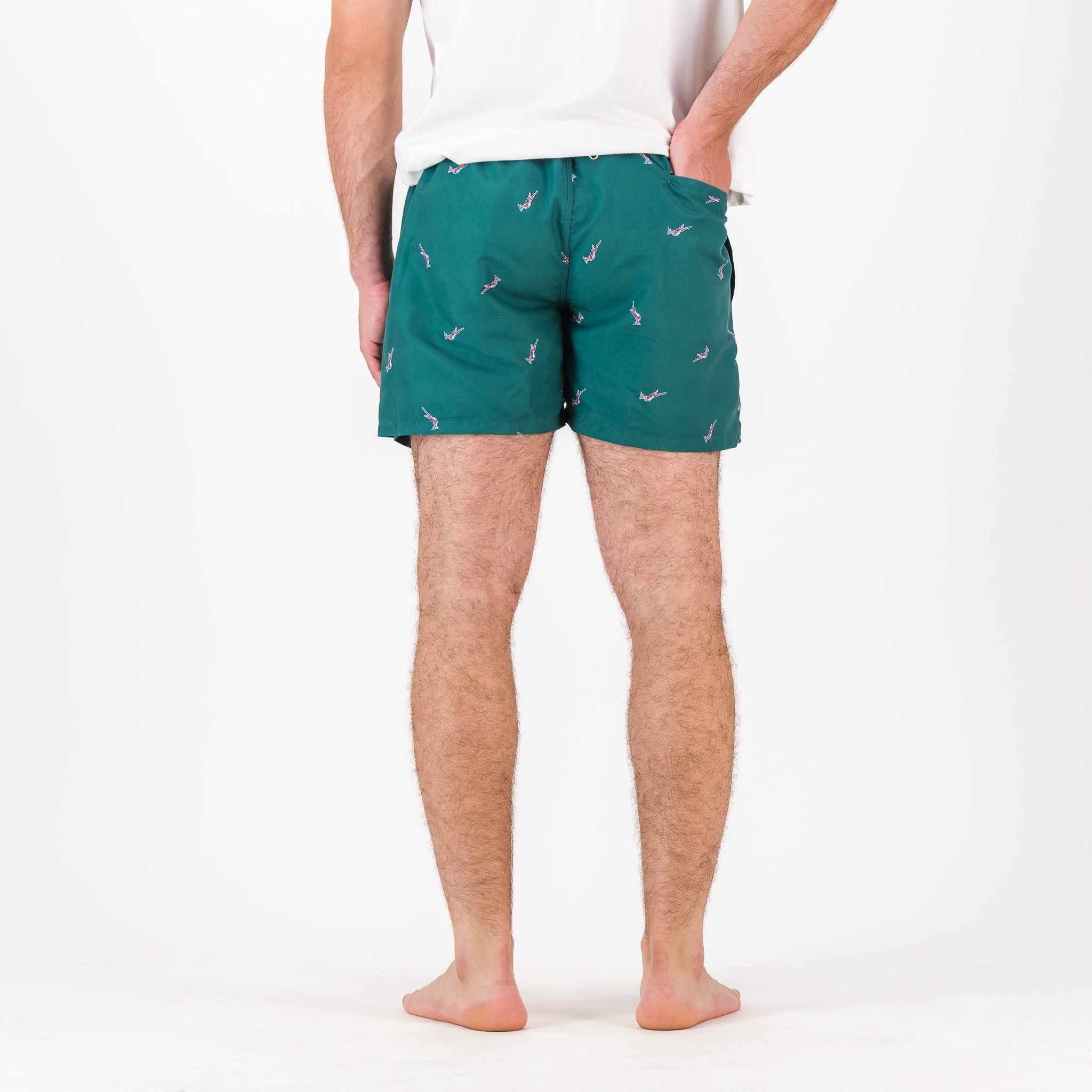 Springboks Summer Pop Print Swim Shorts - Teal - Old School