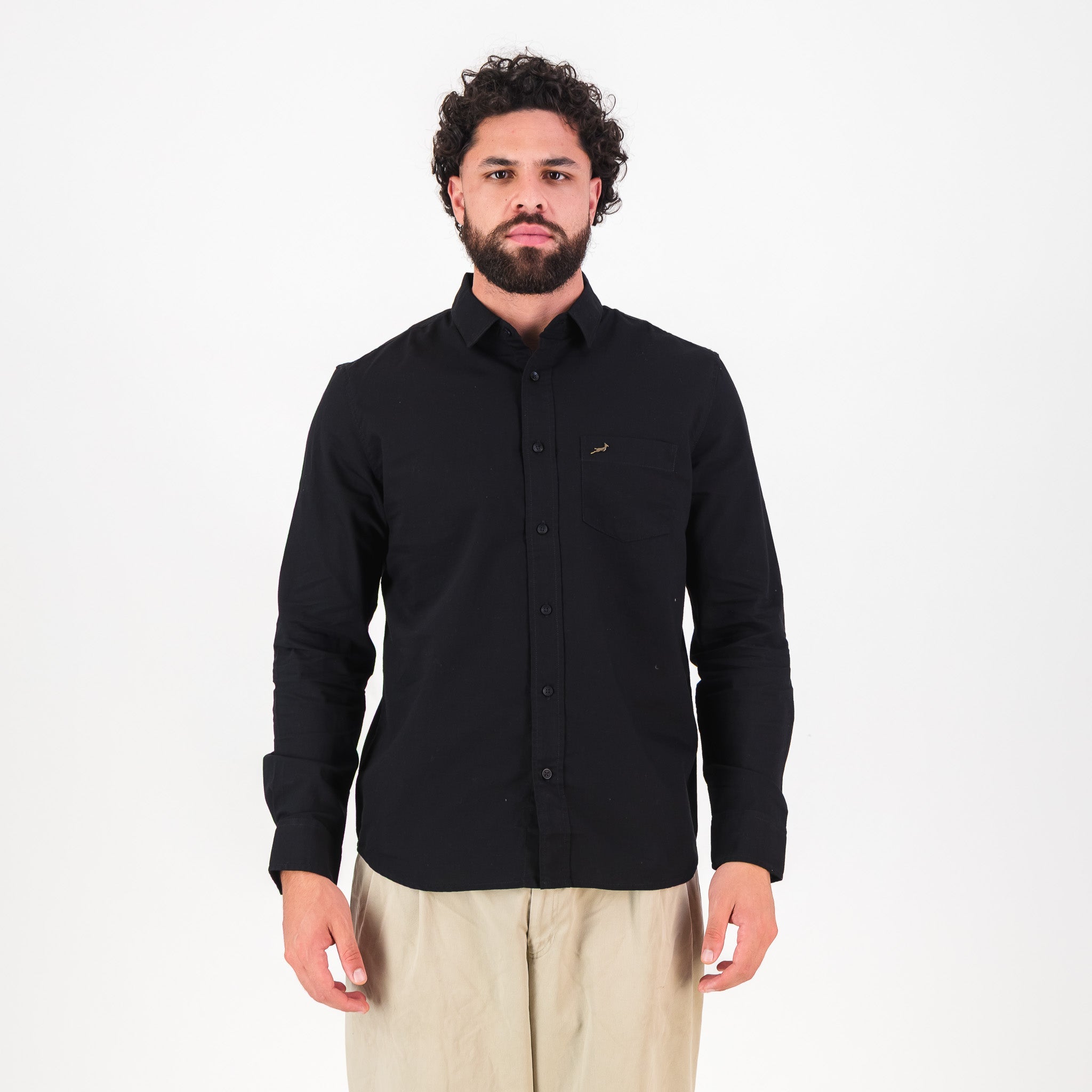 Springboks Tailored LS Oxford Shirt - Black - Old School