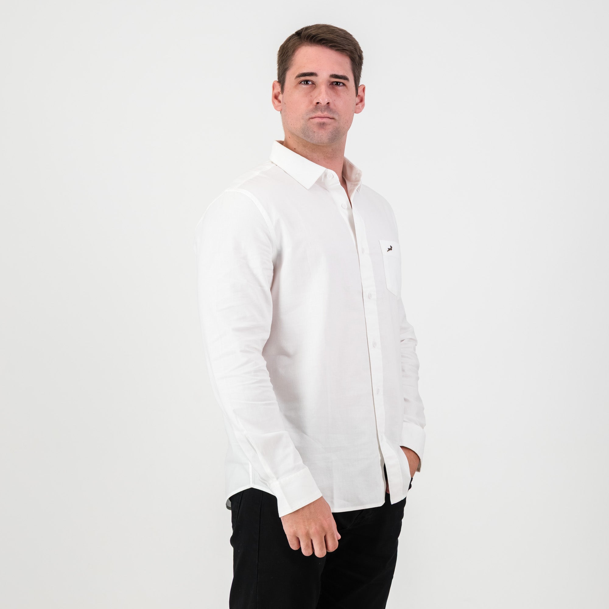 Springboks Tailored LS Oxford Shirt - White - Old School