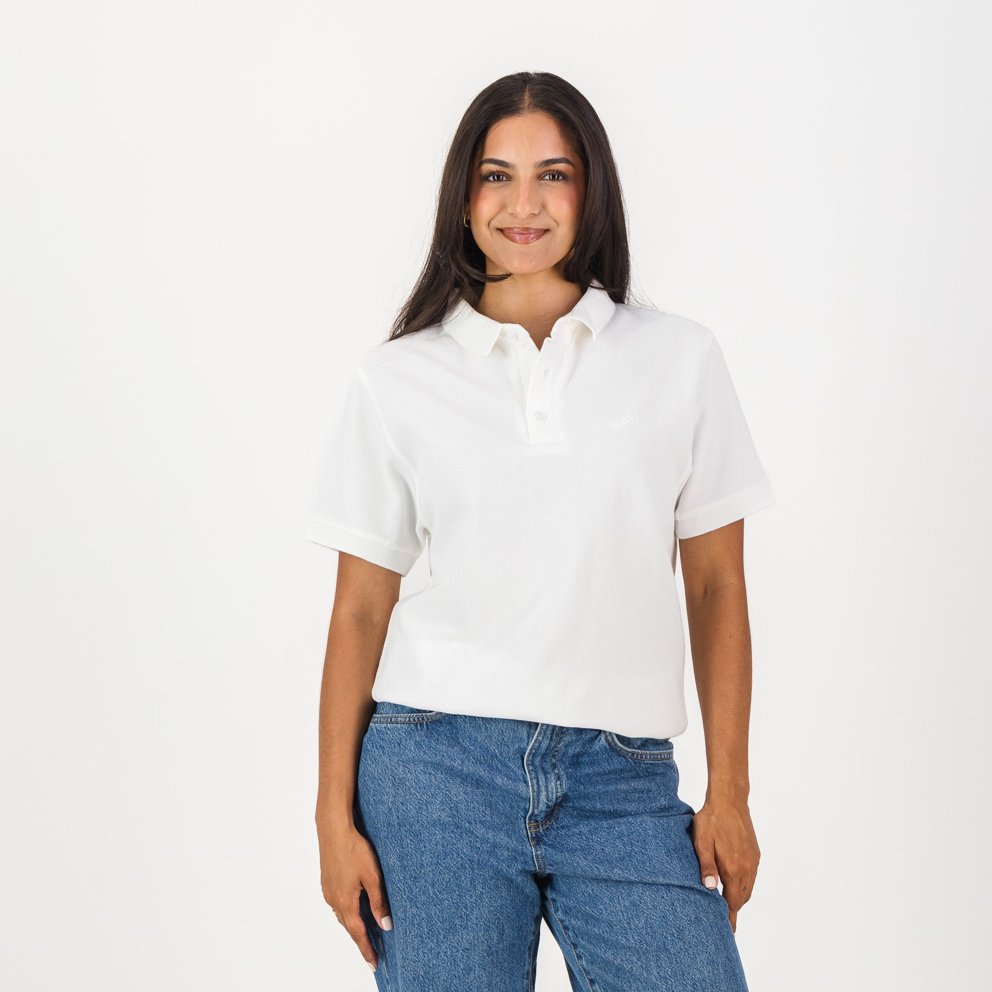 Springboks Tonal Embroidery SS Polo - White - Old School