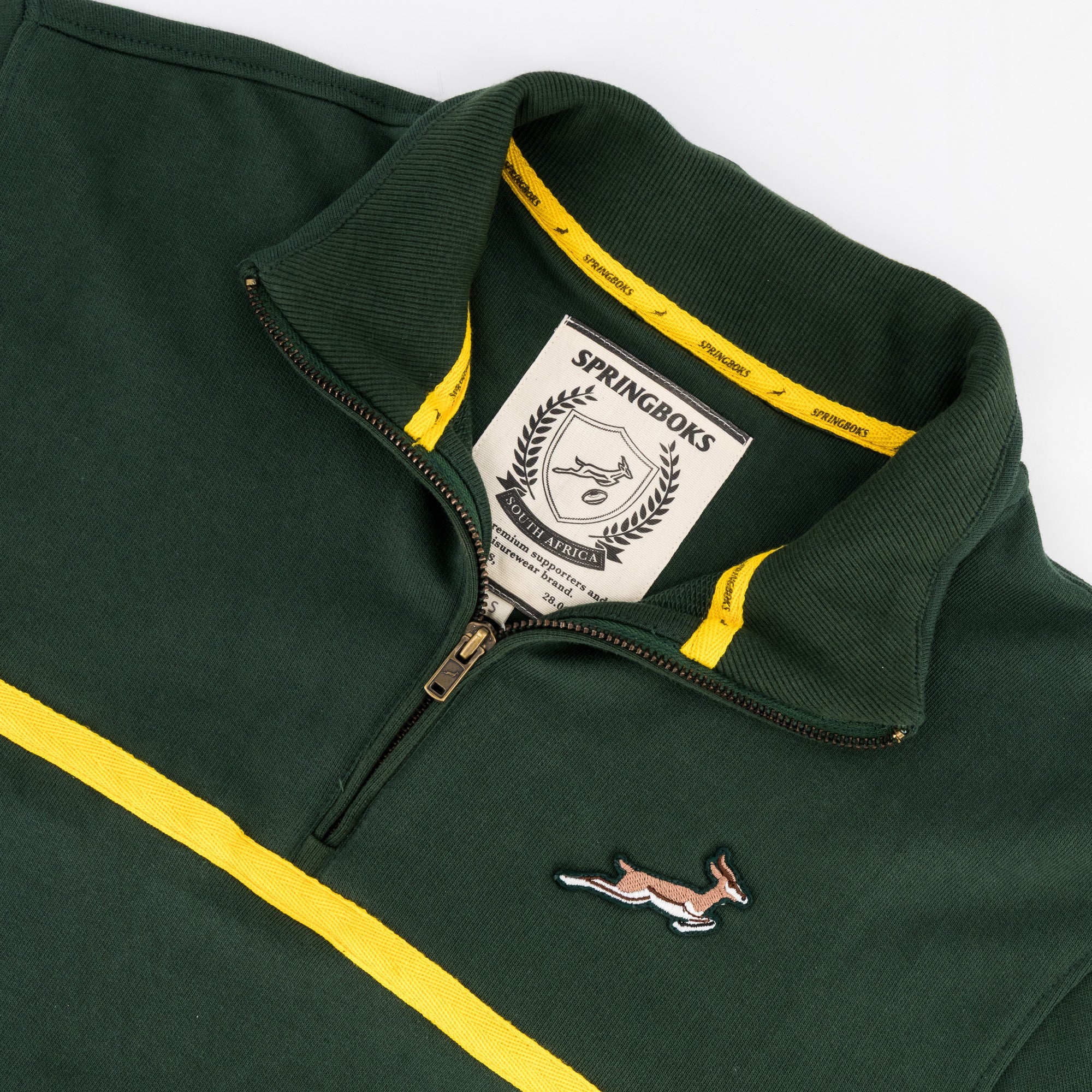 Springboks Twill Hoop Quarter Zip Sweat - OS Green - Old School