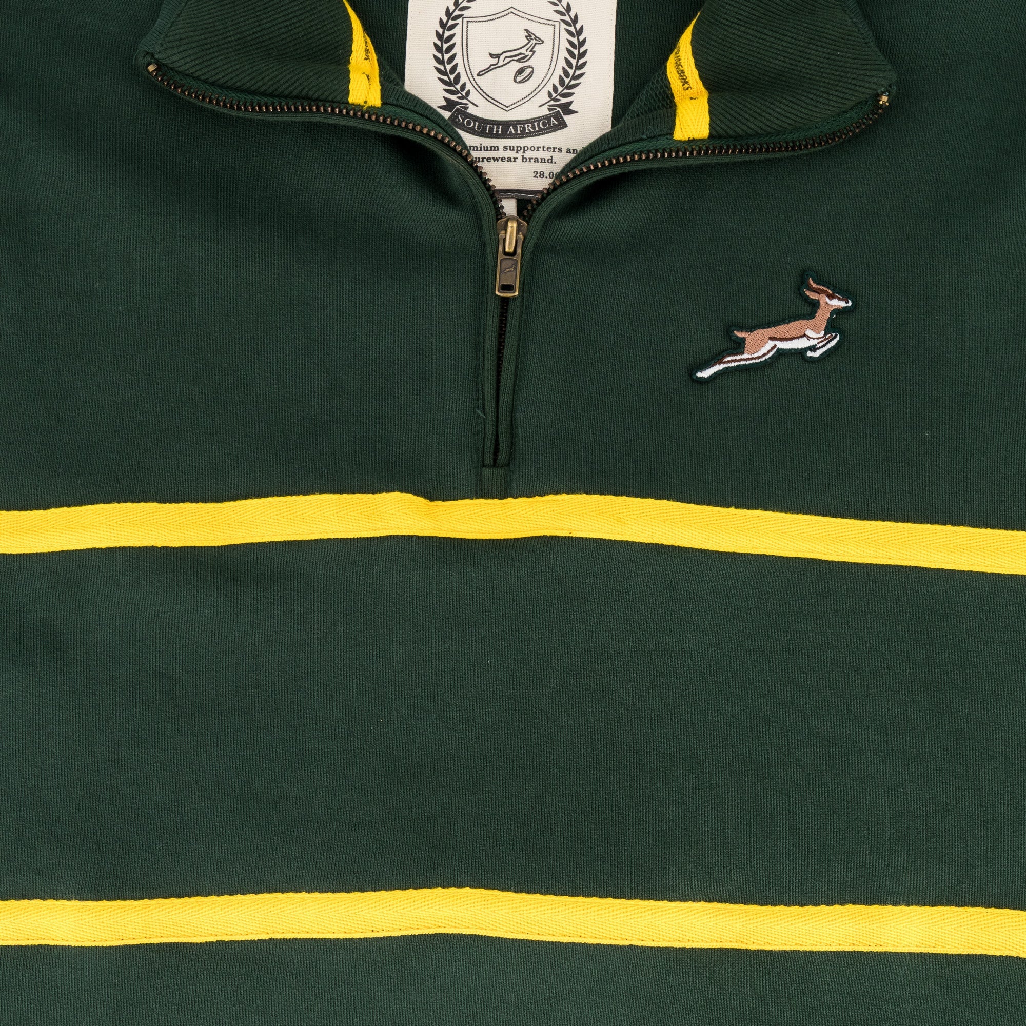 Springboks Twill Hoop Quarter Zip Sweat - OS Green - Old School
