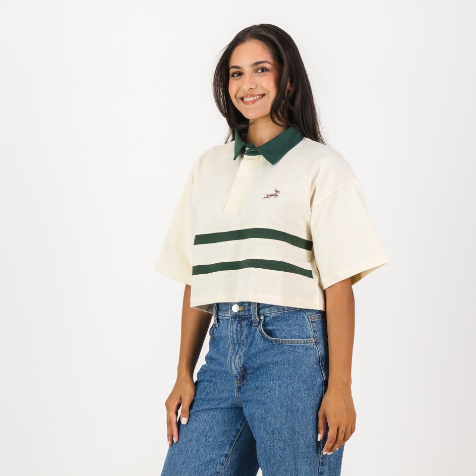 Springboks Twill Hoop SS Crop Rugby Jersey - Sugar Sizzle - Old School