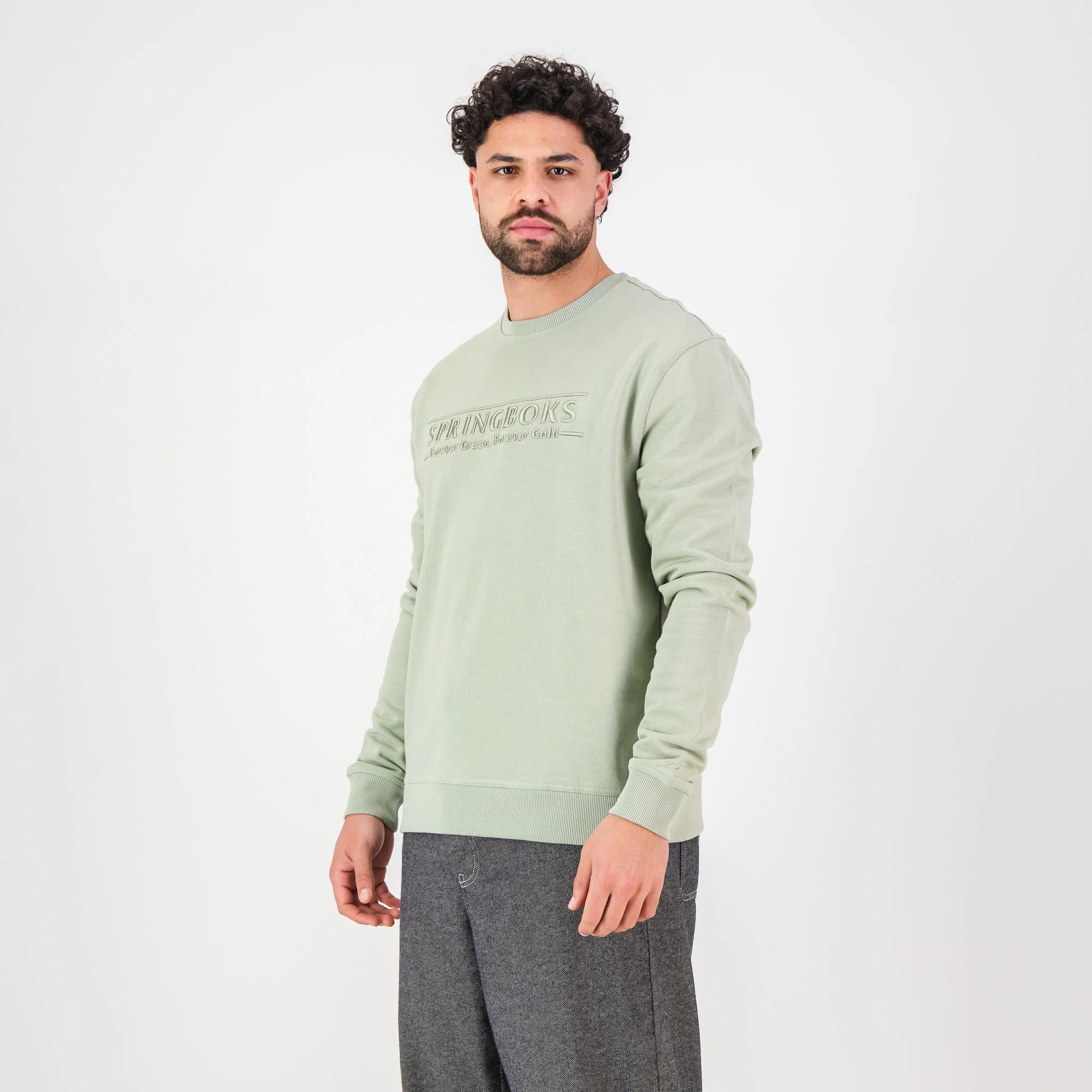 Springboks Word FGFG Crew Sweat - Desert Sage - Old School