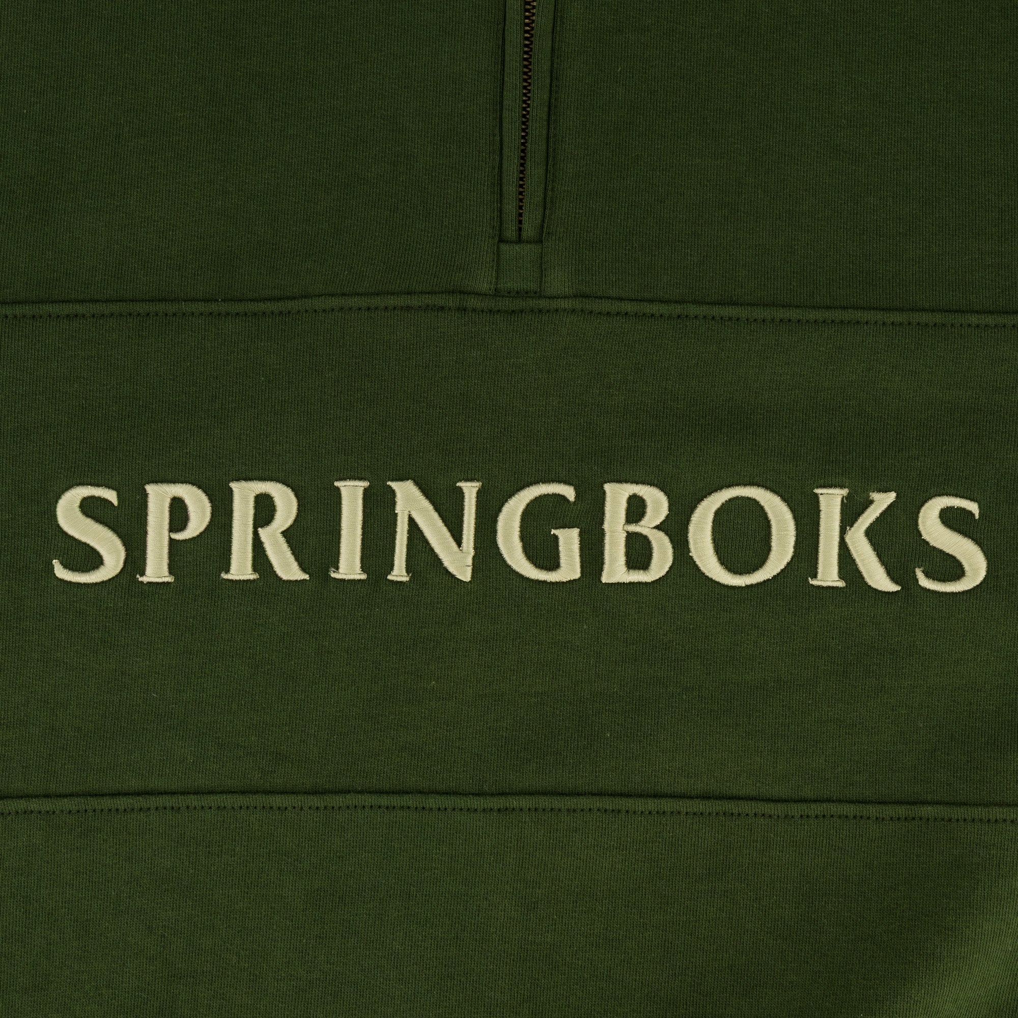 Springboks Word Quarter Zip Sweat - Military Olive - Old School