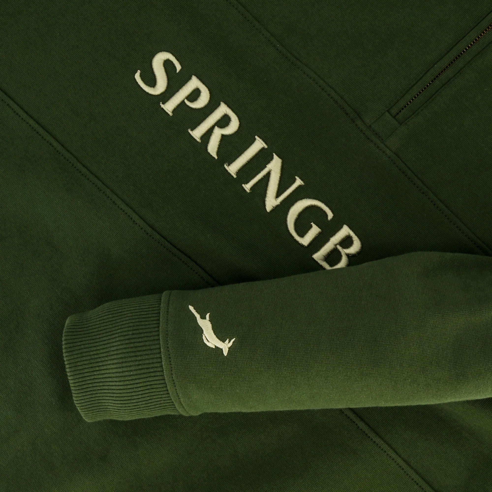 Springboks Word Quarter Zip Sweat - Military Olive - Old School
