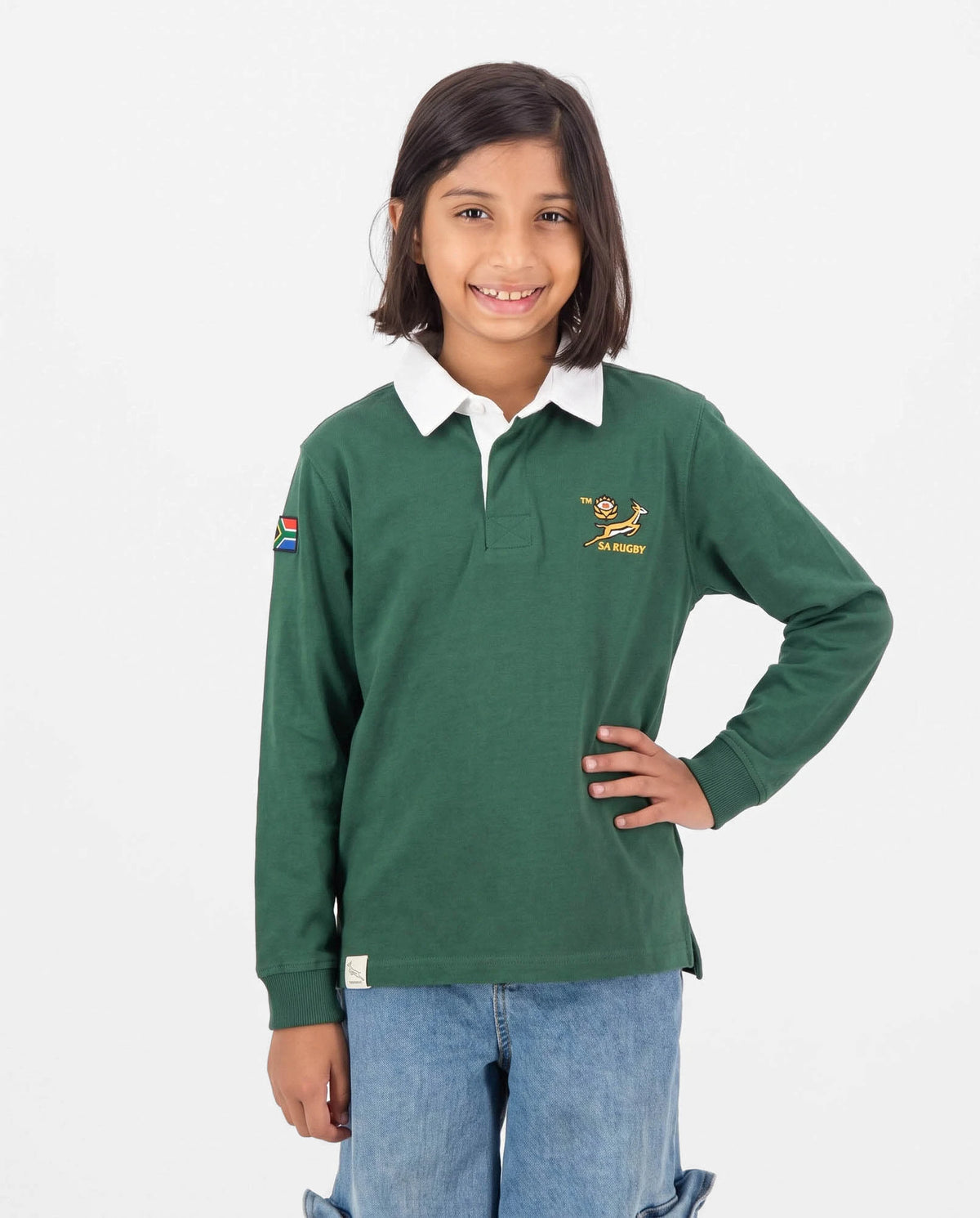 SA Supporters Kids LS Rugby Jersey Green