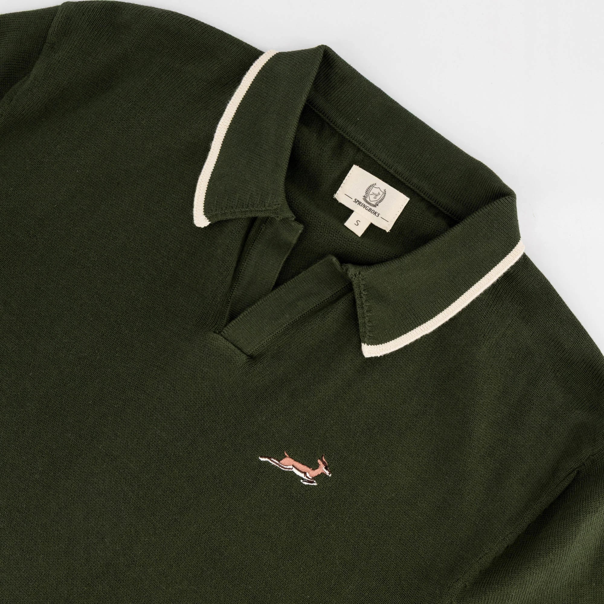 Springboks Tipped Knit SS Polo-Military Olive