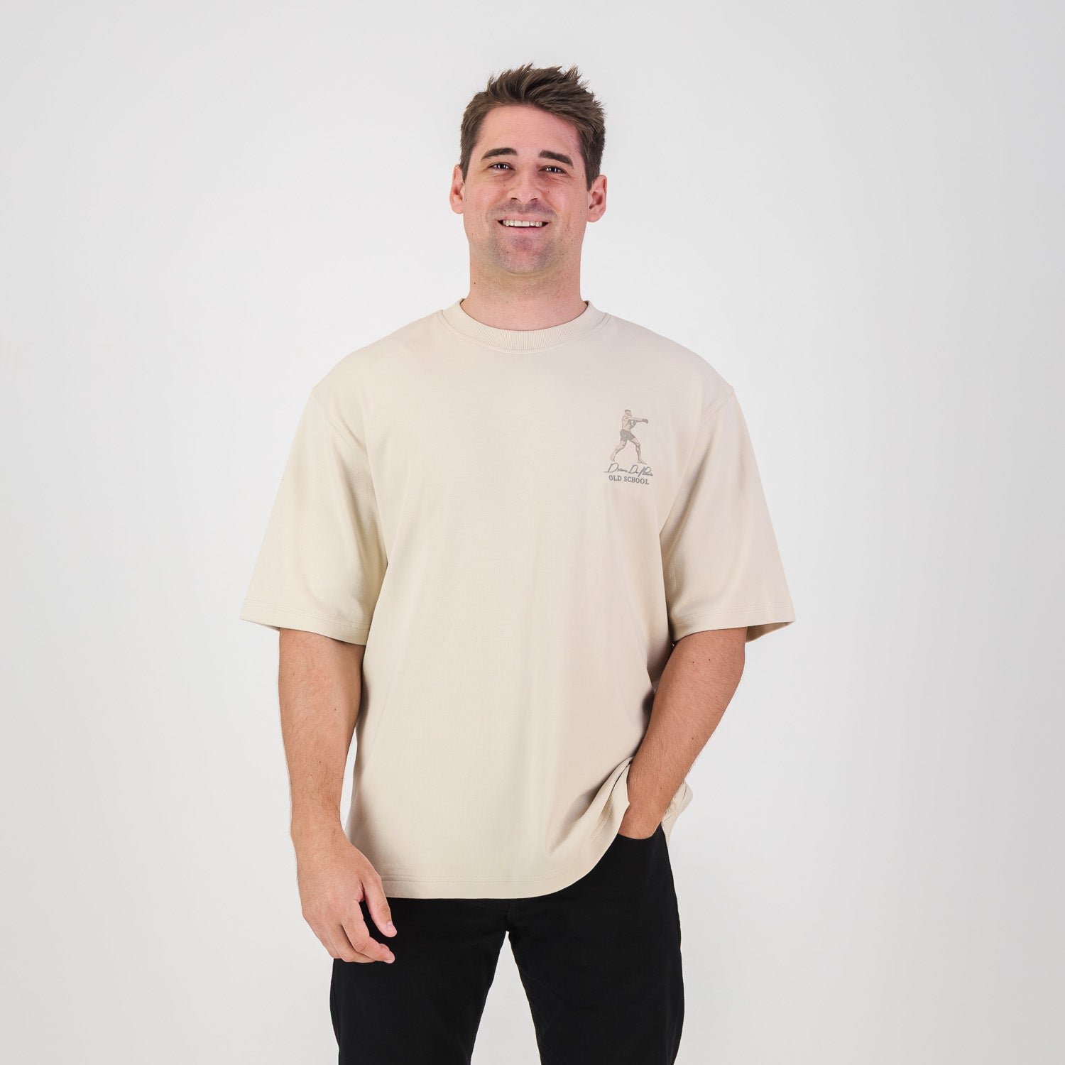 Stillknocks Small Logo Boxy Crew Tee - Ivory - Old School
