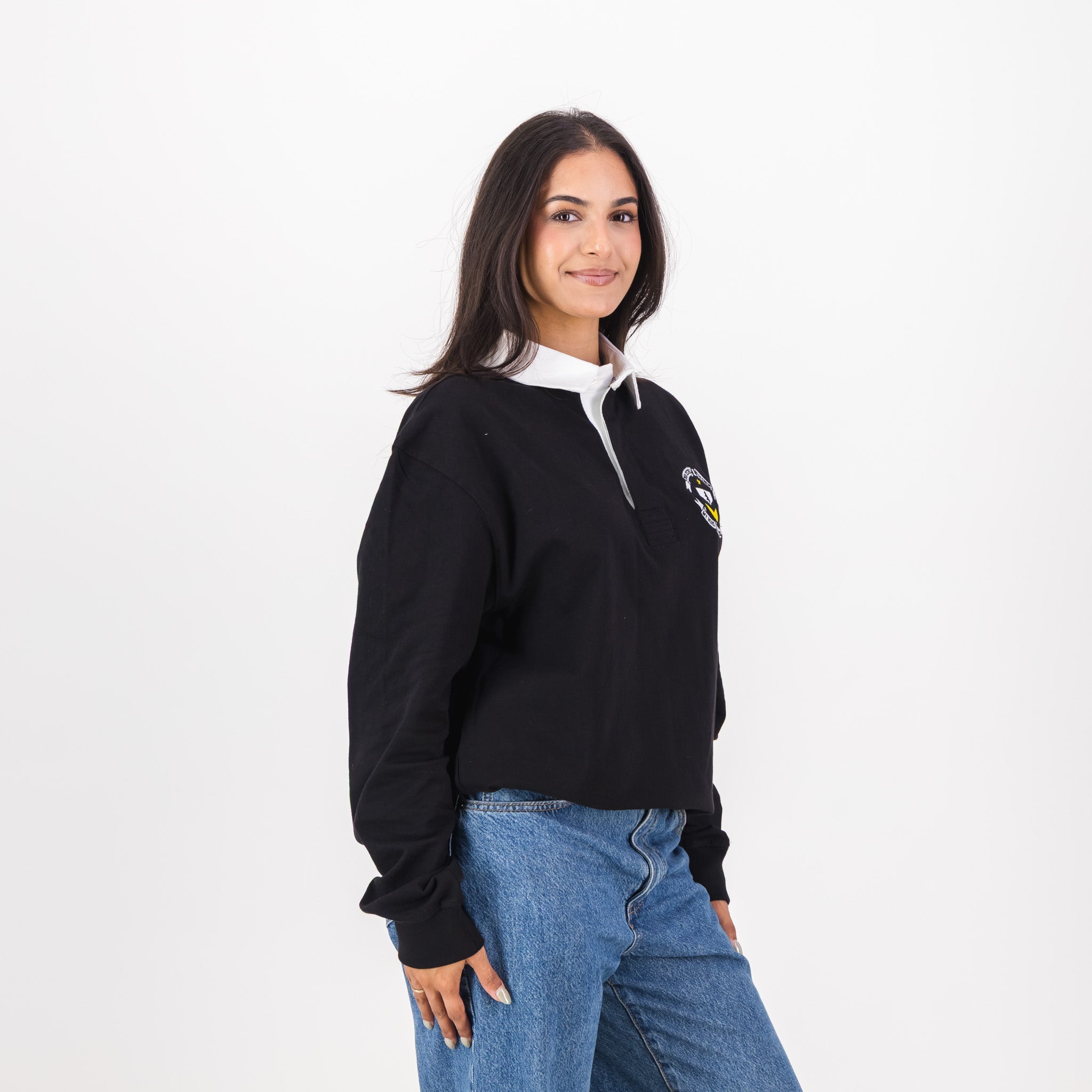 Truida Kestell Tops LS Rugby Jersey Plain Em Black - Old School