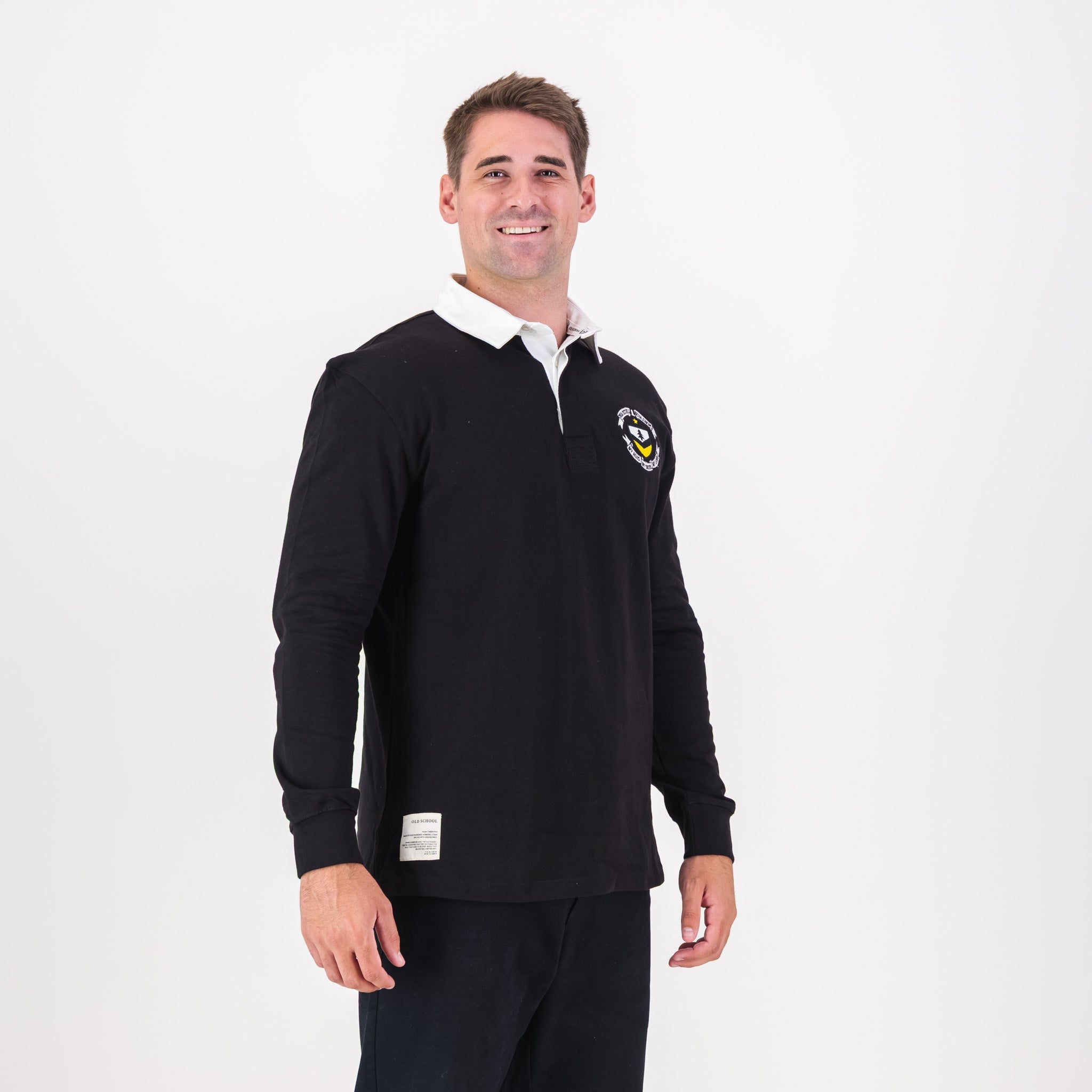 Truida Kestell Tops LS Rugby Jersey Plain Em Black - Old School