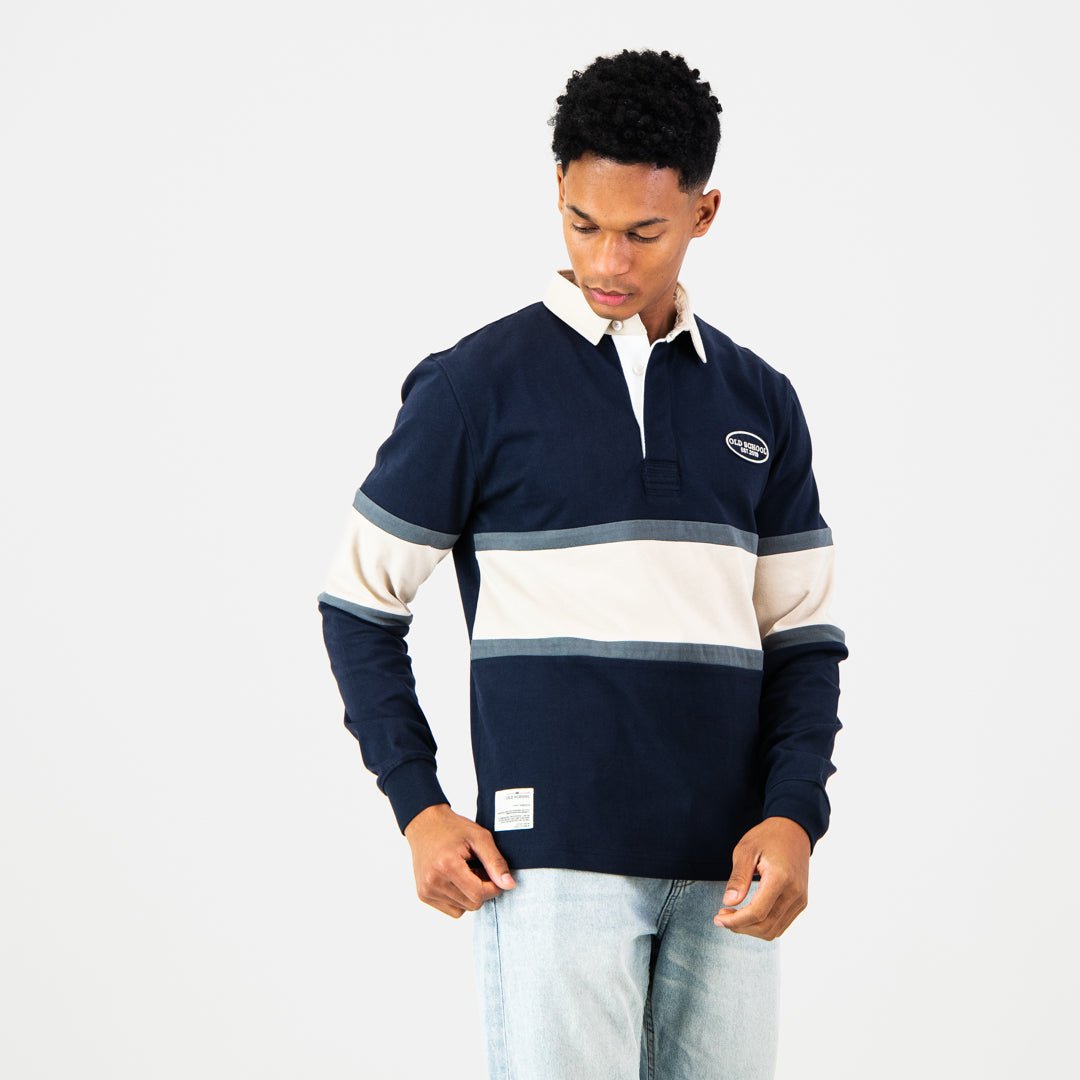 Vintage OS Colour Block Long Sleeve Gentlemen's Jersey - Navy - Old School