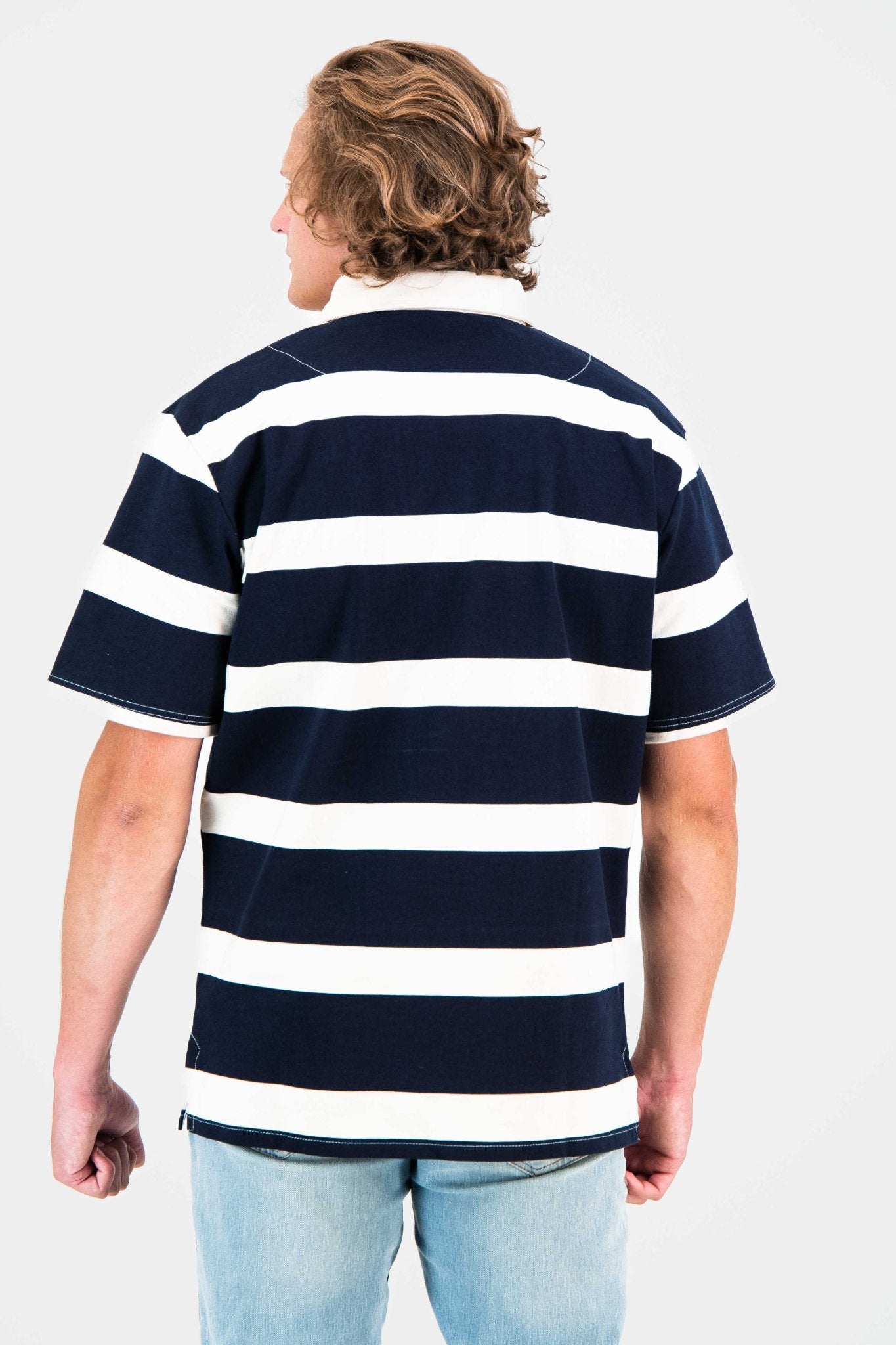 Gentlemen Rugby Short Sleeve Jersey - Navy & Off White - Old School SA